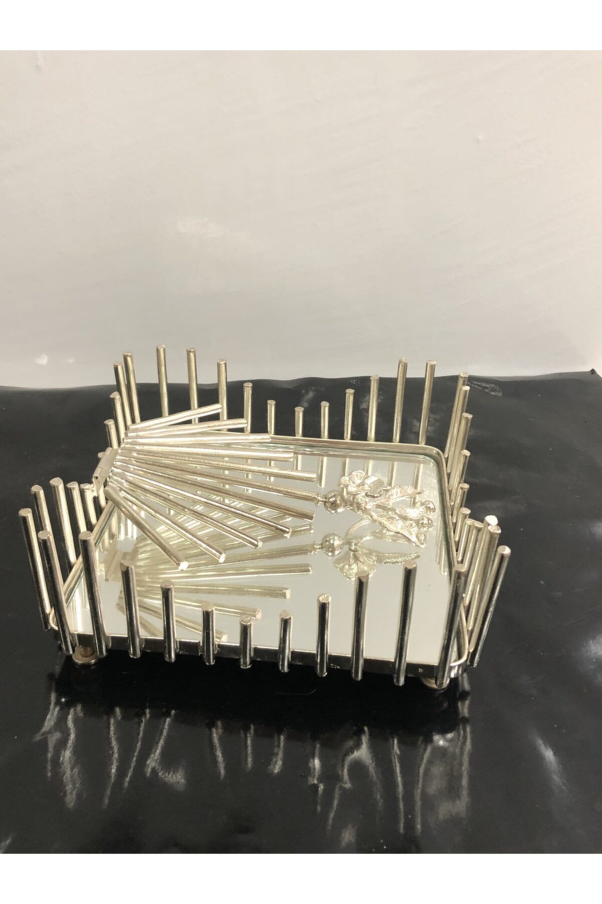 nuraccessory Gümüş Japon Gülü Aynalı Peçetelik