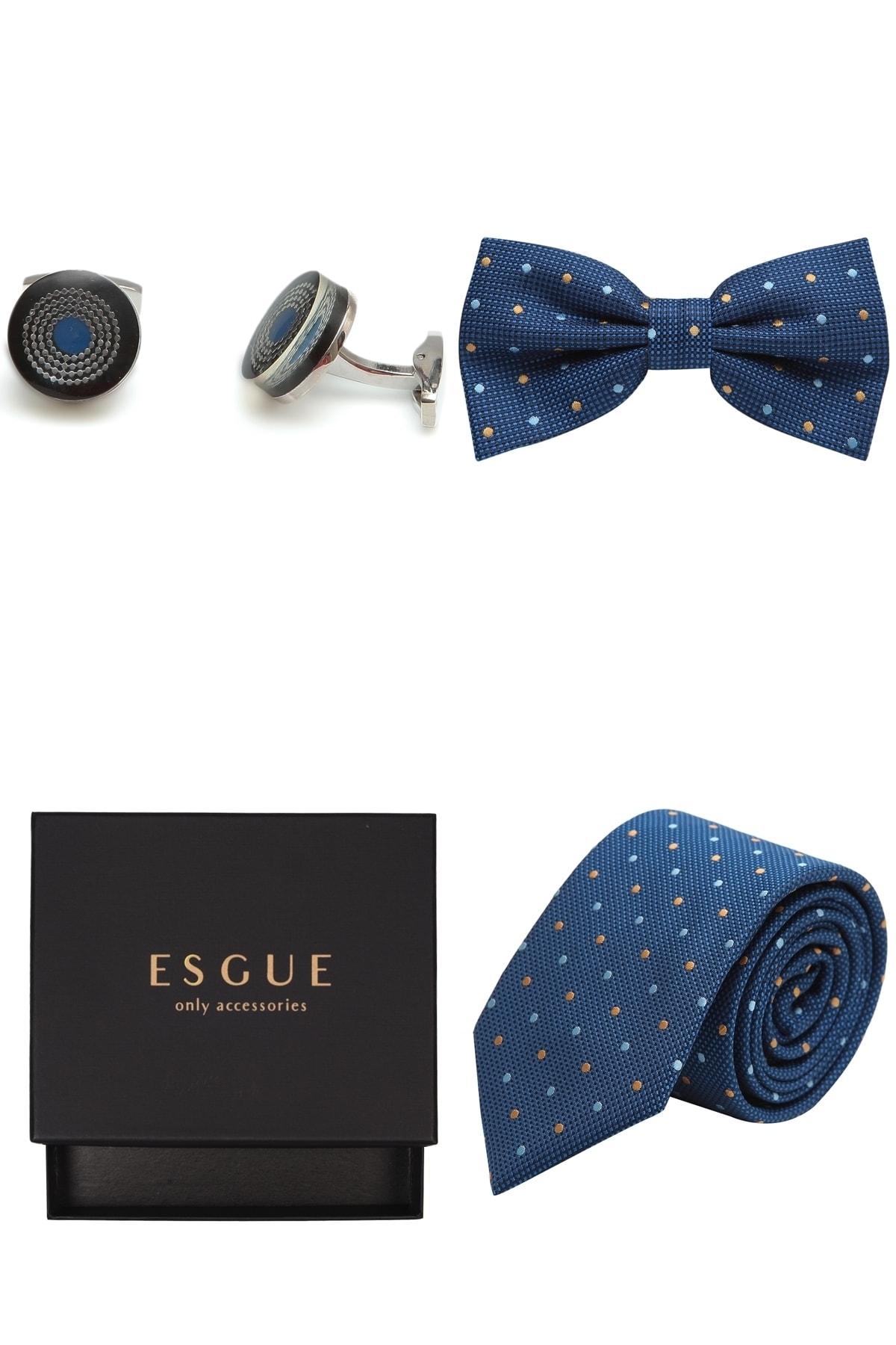 Esgue Papyon & Kol Düğmesi & Kravat Hediye Set