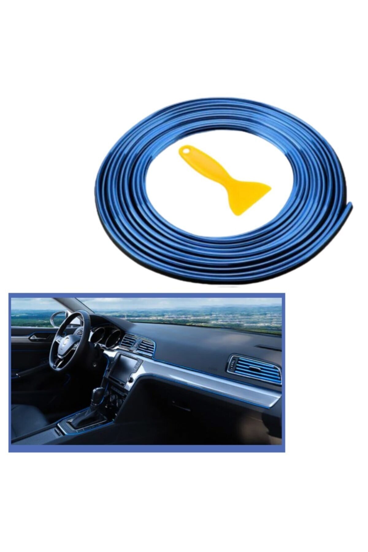 KARTAL TİCARET Buffer Mavi Araba Oto trim Dekorasyon Şeridi Kauçuk Elastik Kolay Kurulum 5 Metre Şerit Bant