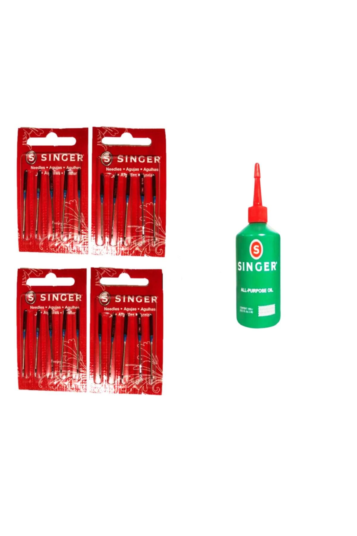 SİNGER Dikiş Makine İğnesi 1 Adet 9 No, 1 Adet 11 No, 2 Adet 14 No ve Makine Yağı 100 cc