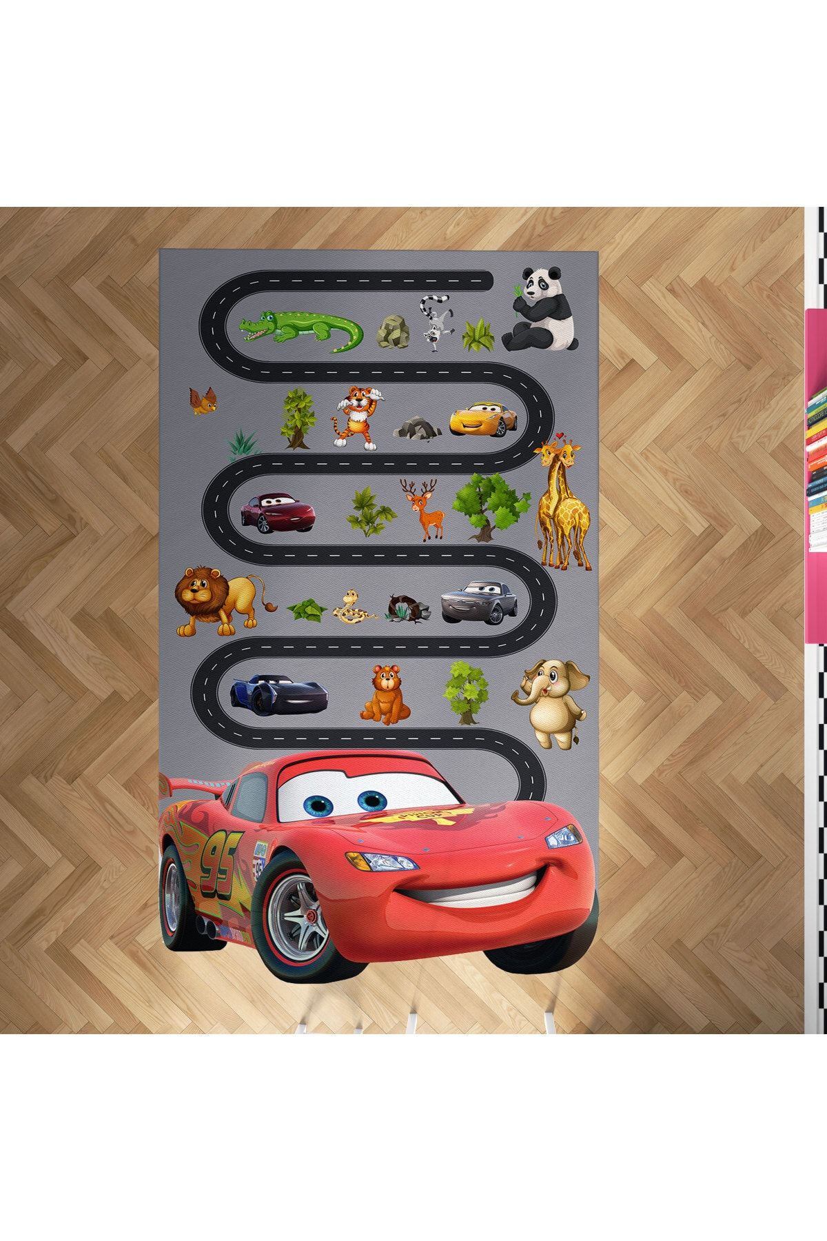 MEKTA HOME Şimşek Mcqueen Ve Hayvan Figürlü Çocuk Ve Bebek Odası Halısı Mkth-188