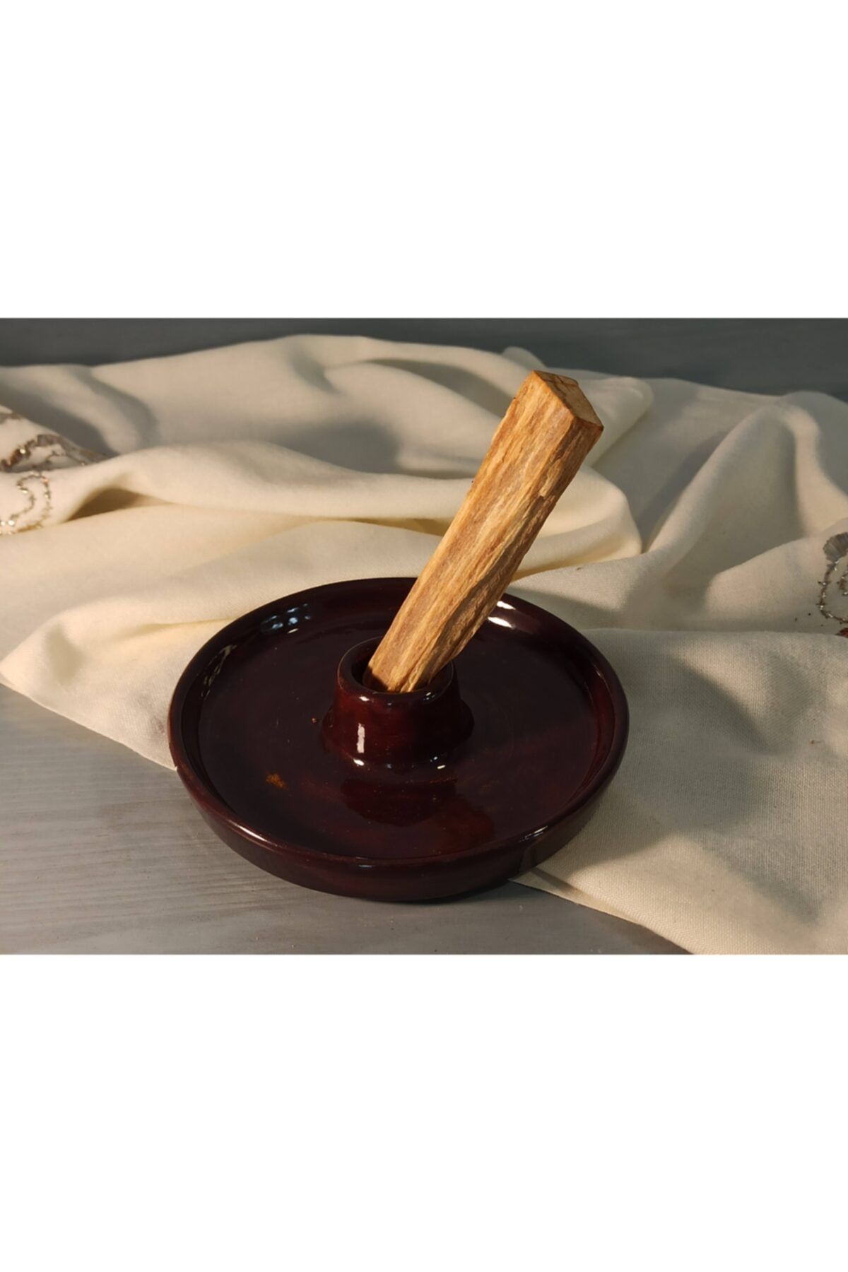 TATALİKA Seramik Kahverengi Palo Santo Tütsülük Ve Bir Adet Palo Santo