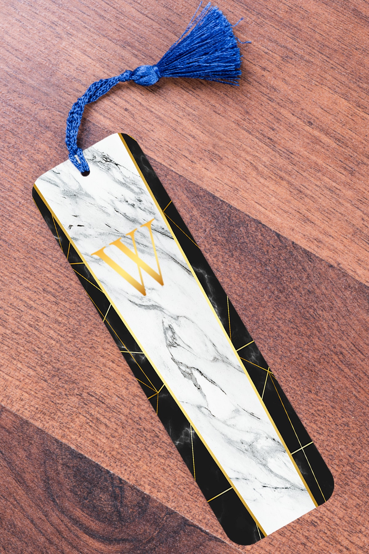 Procity W Harfi Siyah Beyaz Mermer Metal Kitap Ayracı