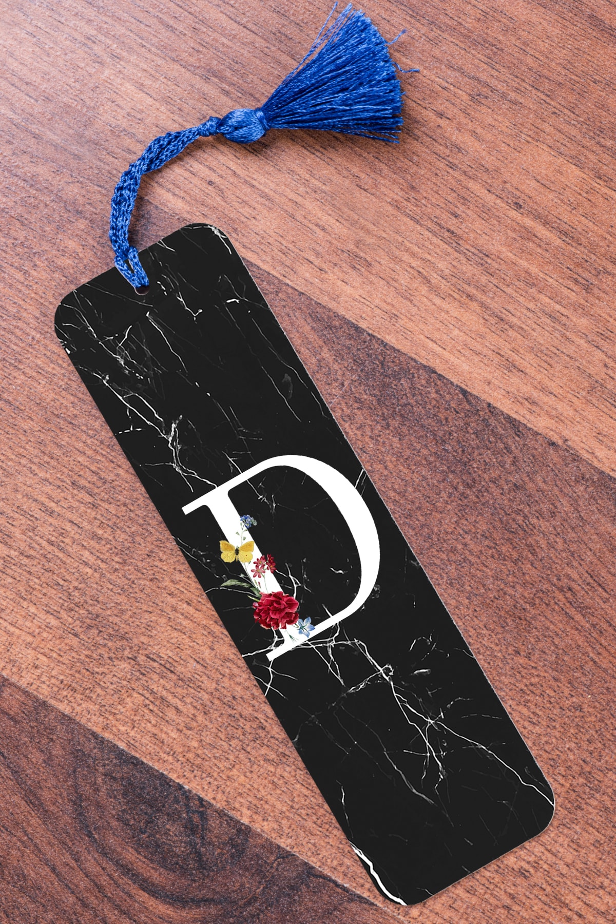 Procity D Harfi Siyah Mermer Metal Kitap Ayracı