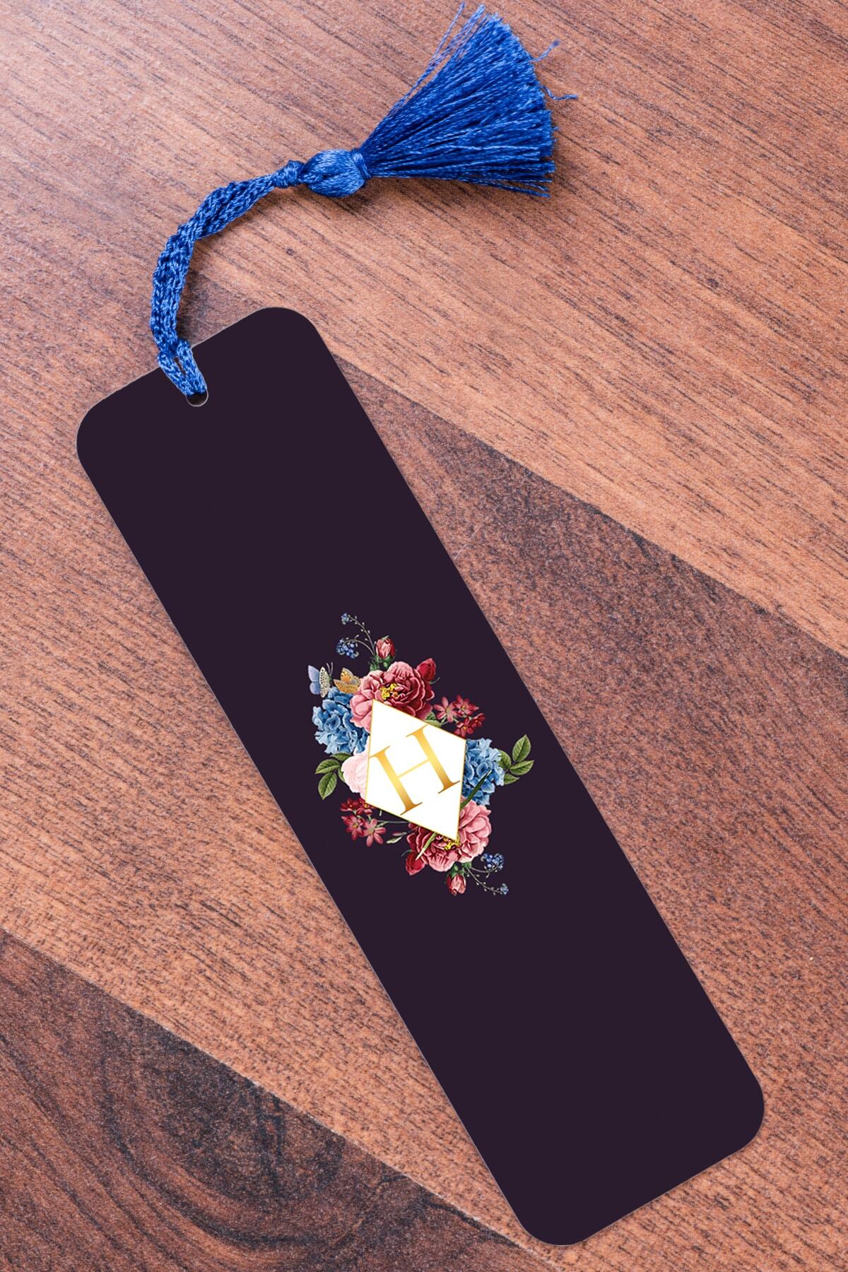 Procity H Harfi Çiçek Desenli Metal Kitap Ayracı