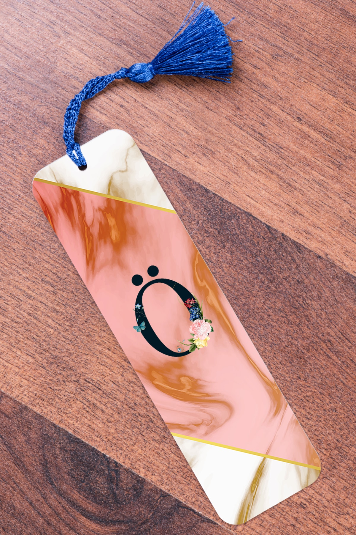 Procity Ö Harfi Pembe Mermer Metal Kitap Ayracı