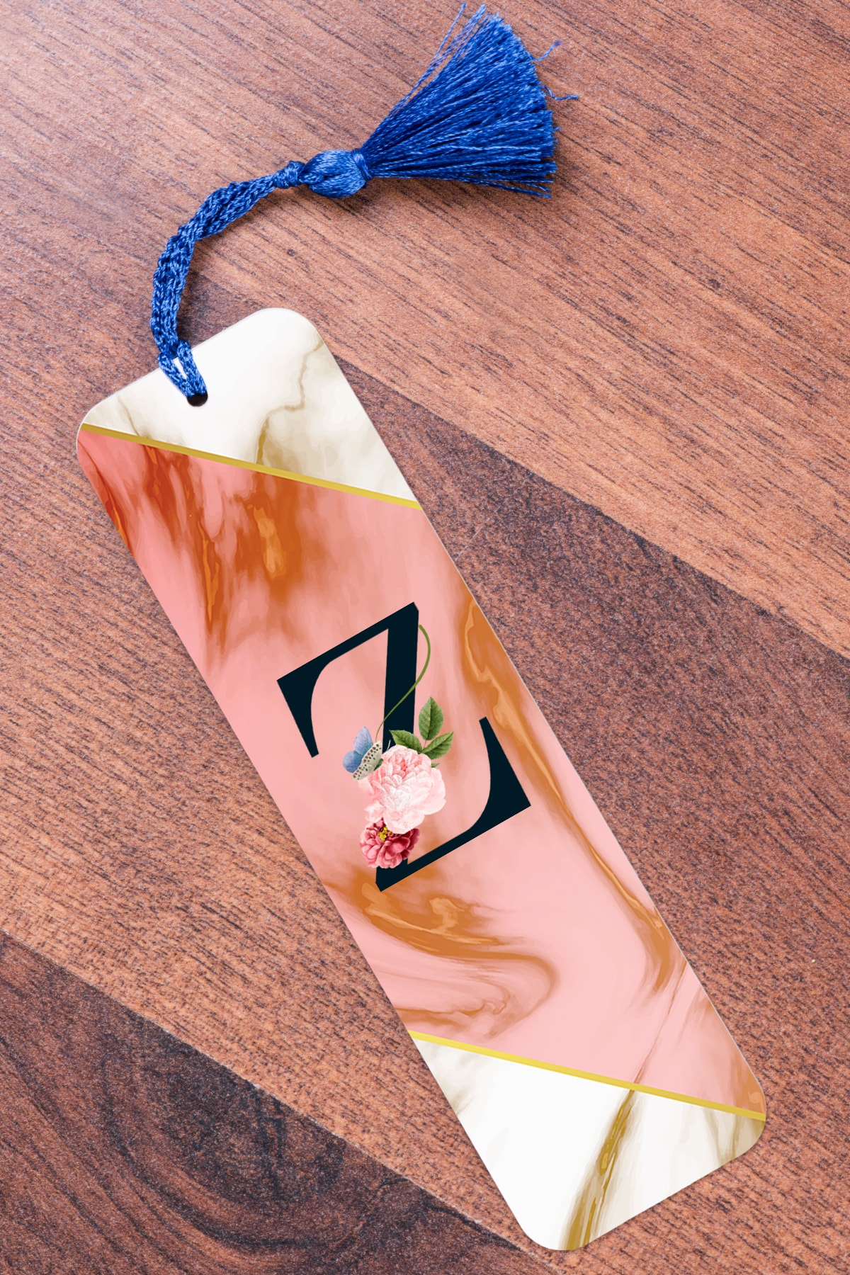 Procity Z Harfi Pembe Mermer Metal Kitap Ayracı