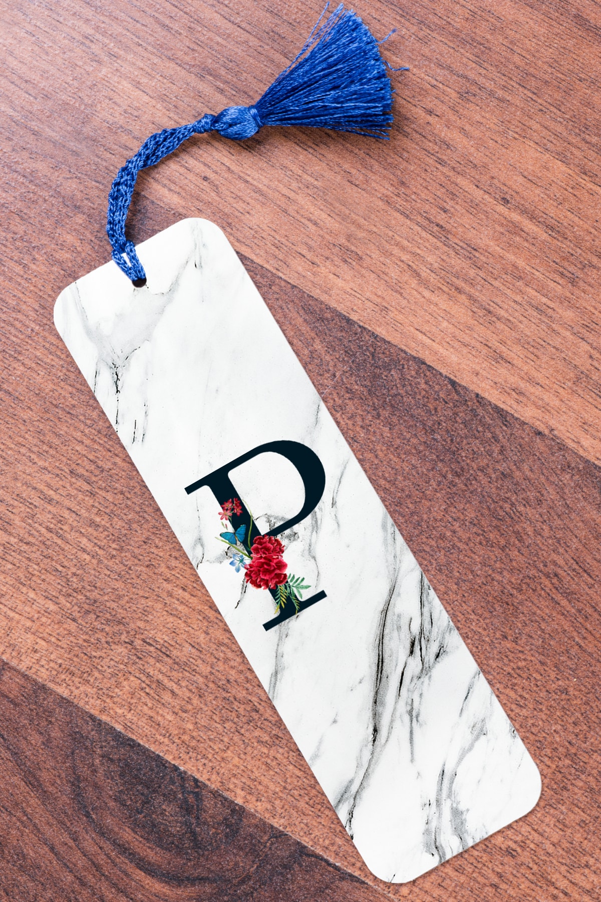 Procity P Harfi Beyaz Mermer Metal Kitap Ayracı