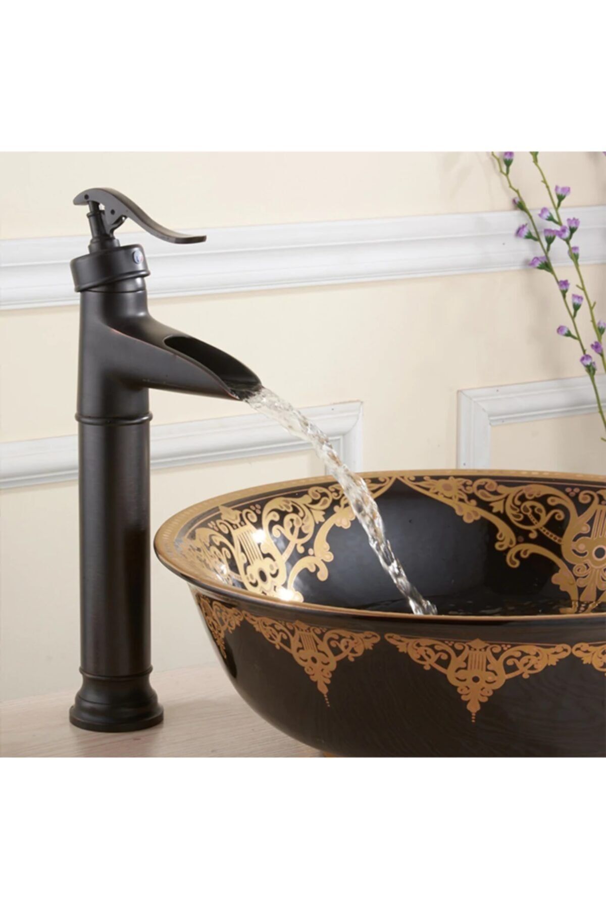 OEM Banyo Çanak Lavabo Bataryası Siyah Şelale Yeni 5 Yıl Garantili..
