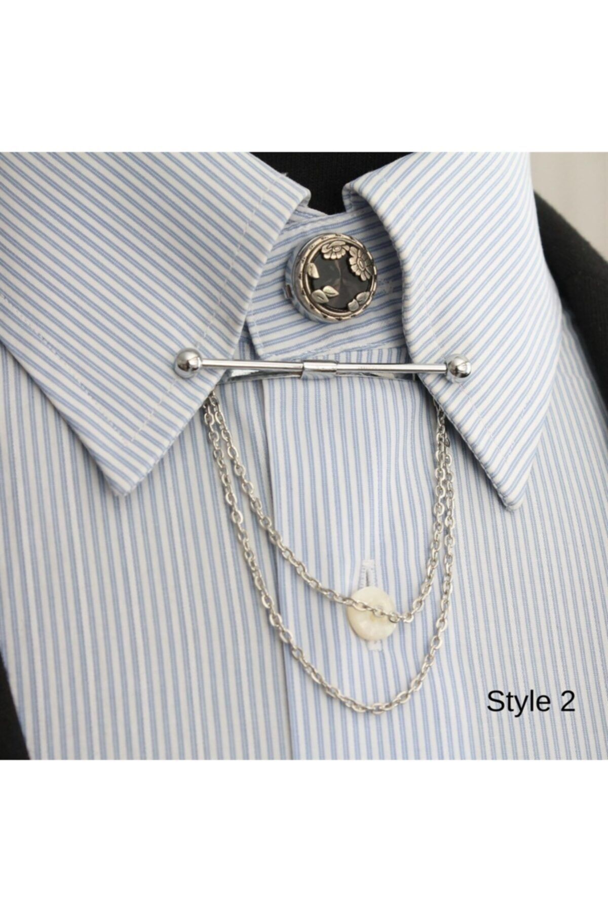 COOLMENCLUB Gömlek Yaka Iğnesi Ve Düğmesi Seti - Stil 2