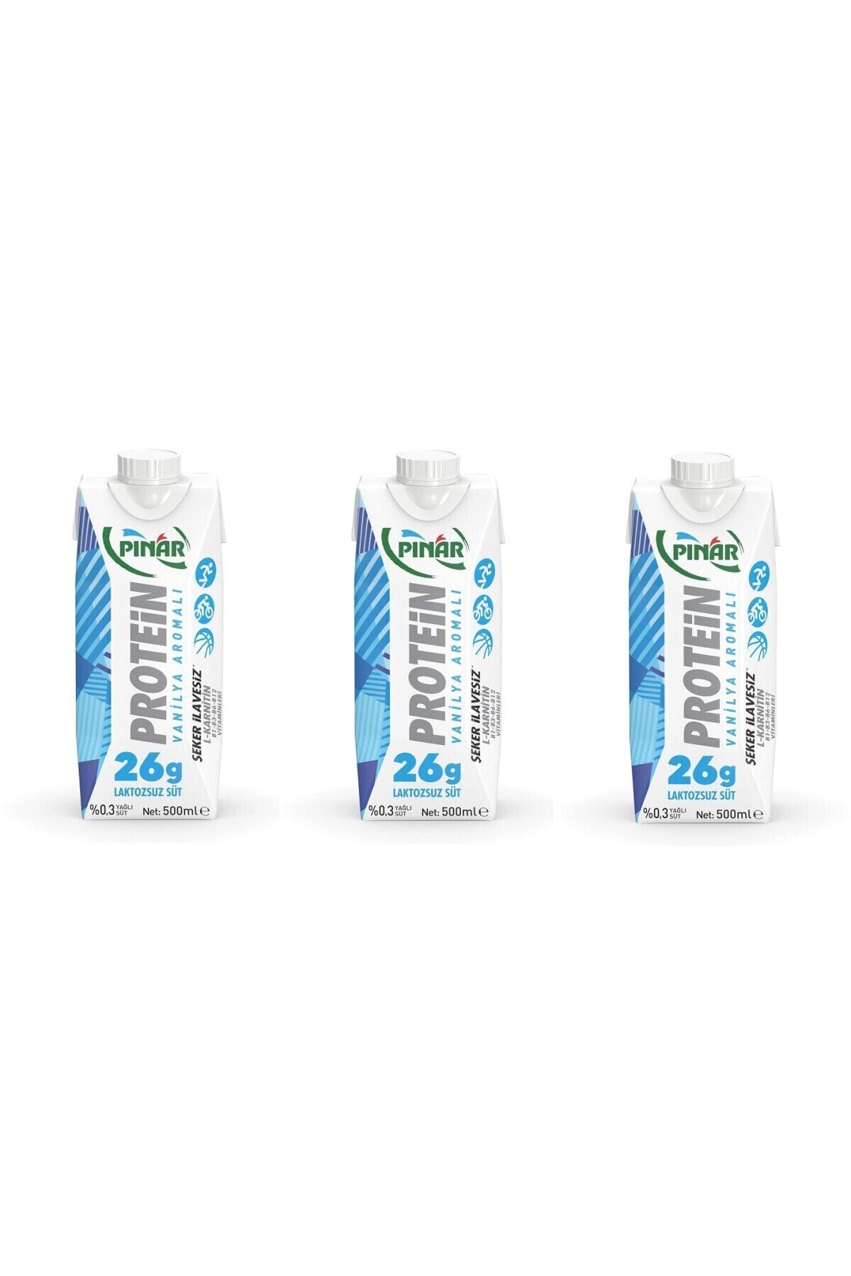 Pınar Protein Laktozsuz Vanilyalı Süt 500 Ml 3'lü