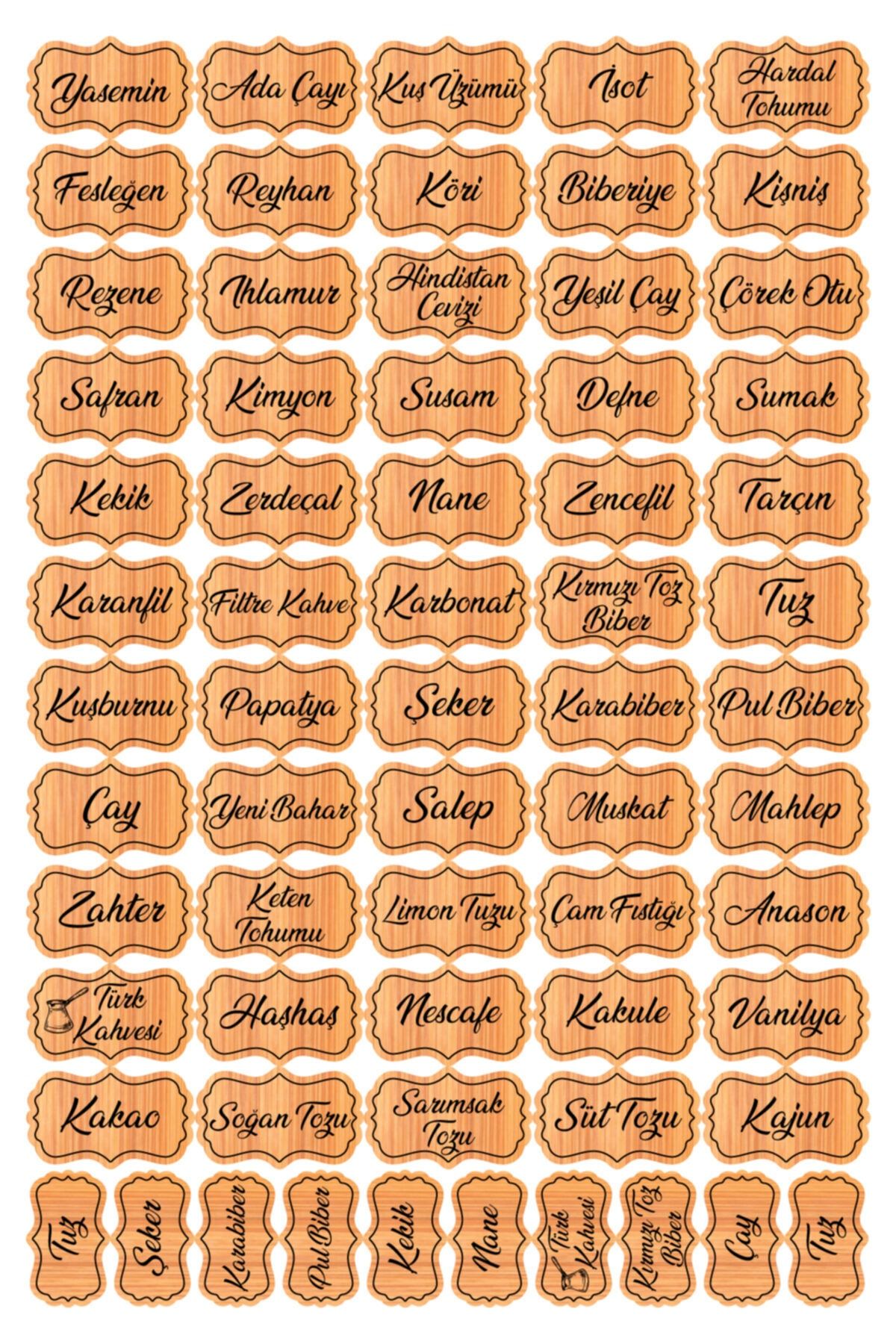 colortouch 107 Adet Bambu Baharat-bakliyat-kuruyemiş Kavanoz Etiketi-sticker