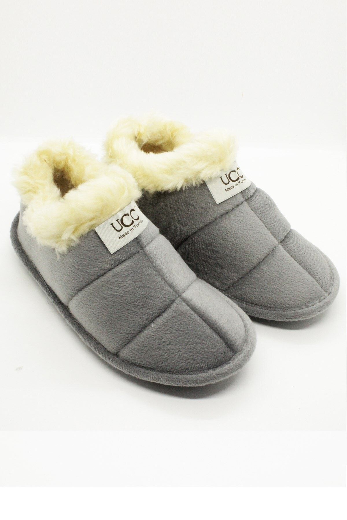 terlikaşk Unisex Gri Yumuşak Taban Ev Içi Ayakkabısı