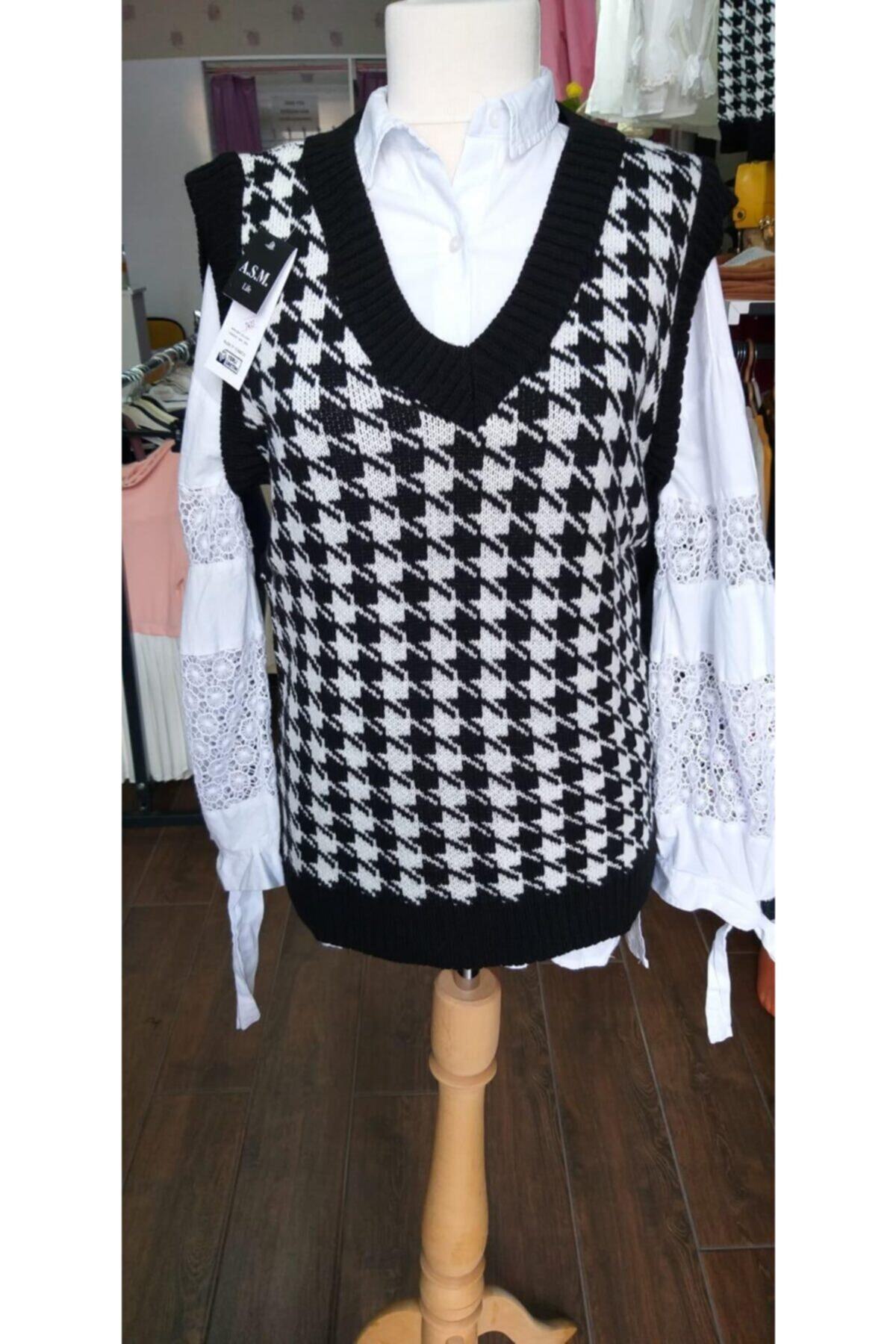 Asm Kadın Kaz Ayağı Süveter