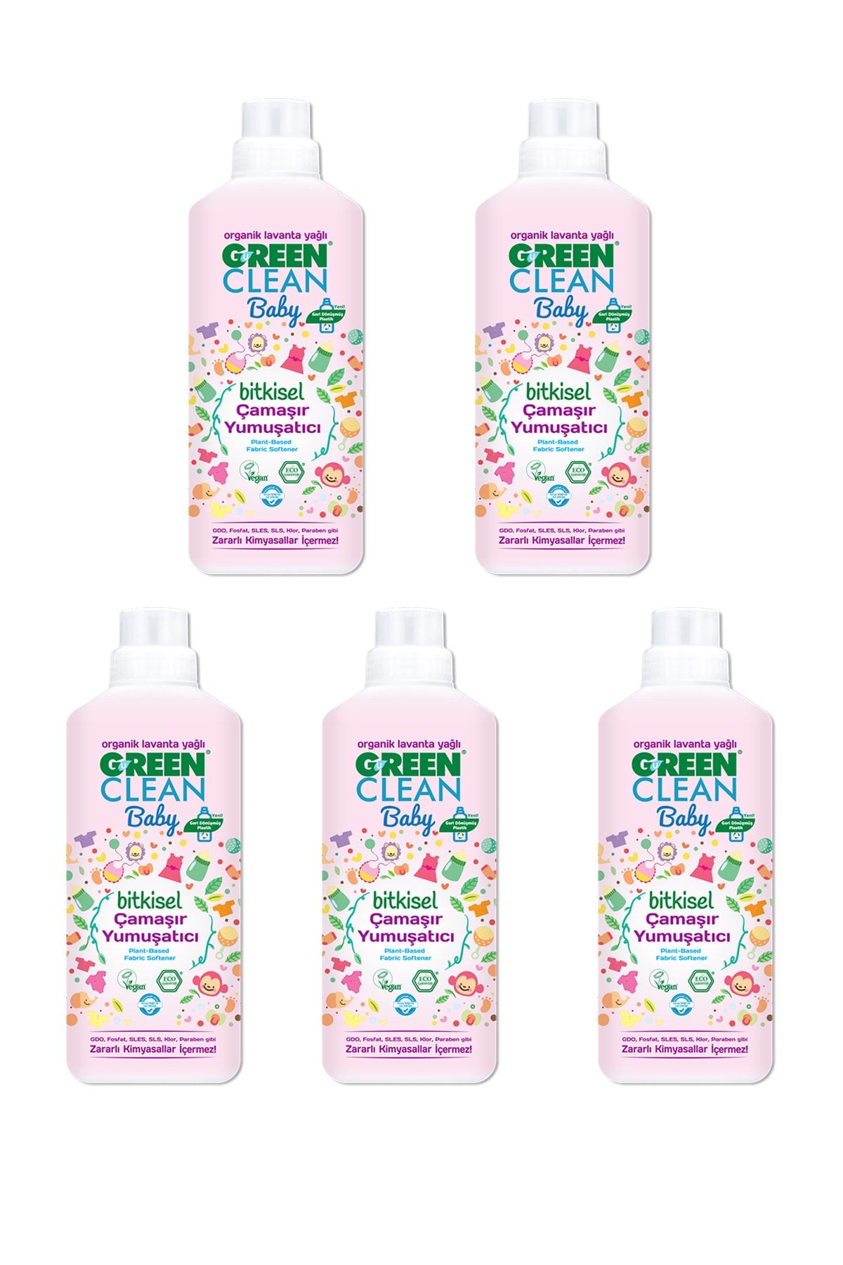 Green Clean Organik Lavanta Yağlı Baby Bitkisel Yumuşatıcı 1000 Ml 5'li