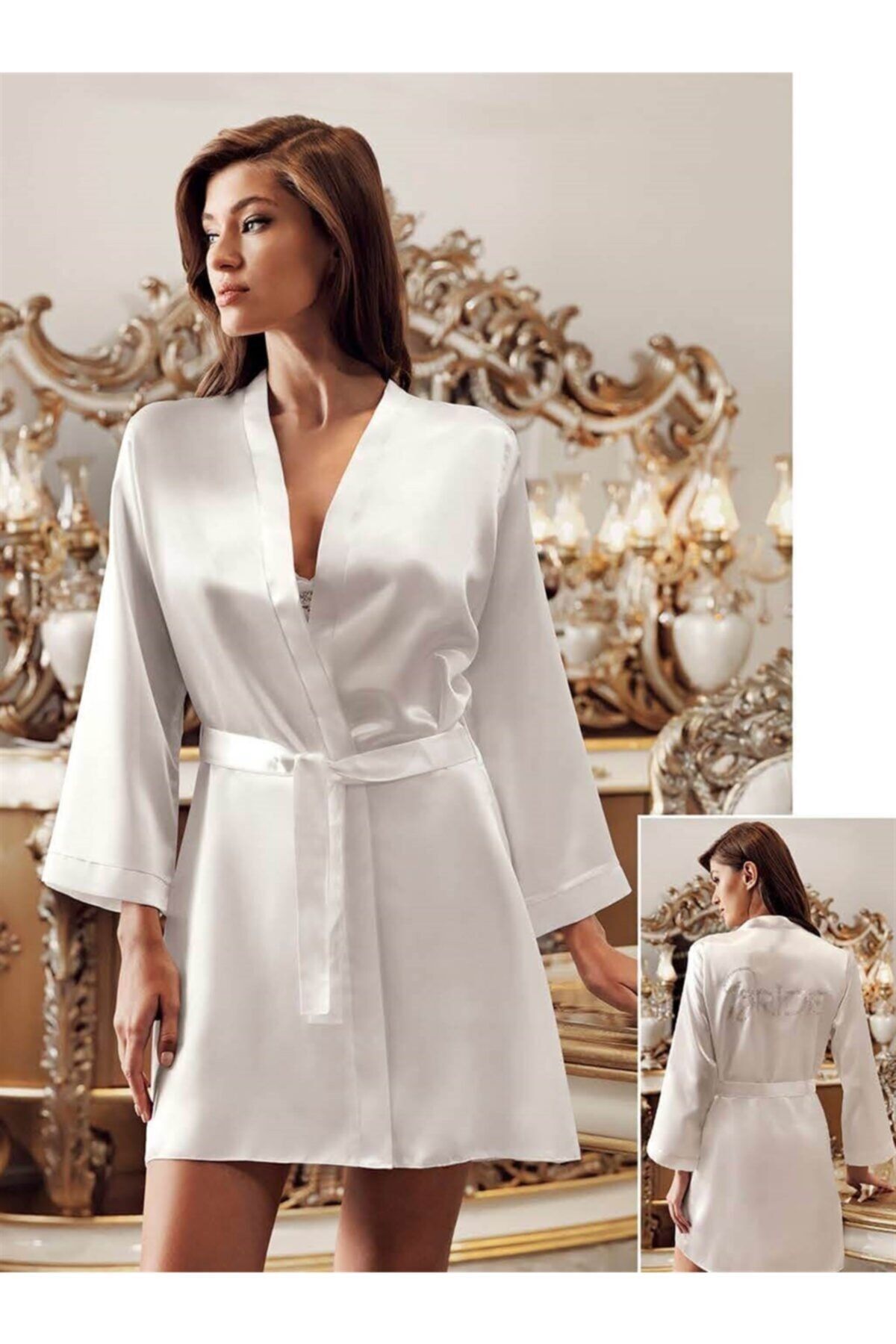 PERİN 1020 Kadın Gelinlik Saten Bride Sabahlık