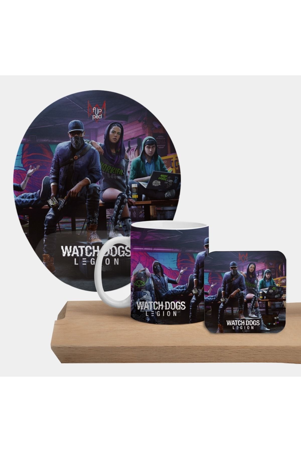Flipped Watch Dogs Kupa Mousepad ve Bardak Altlıklı Hediye Seti