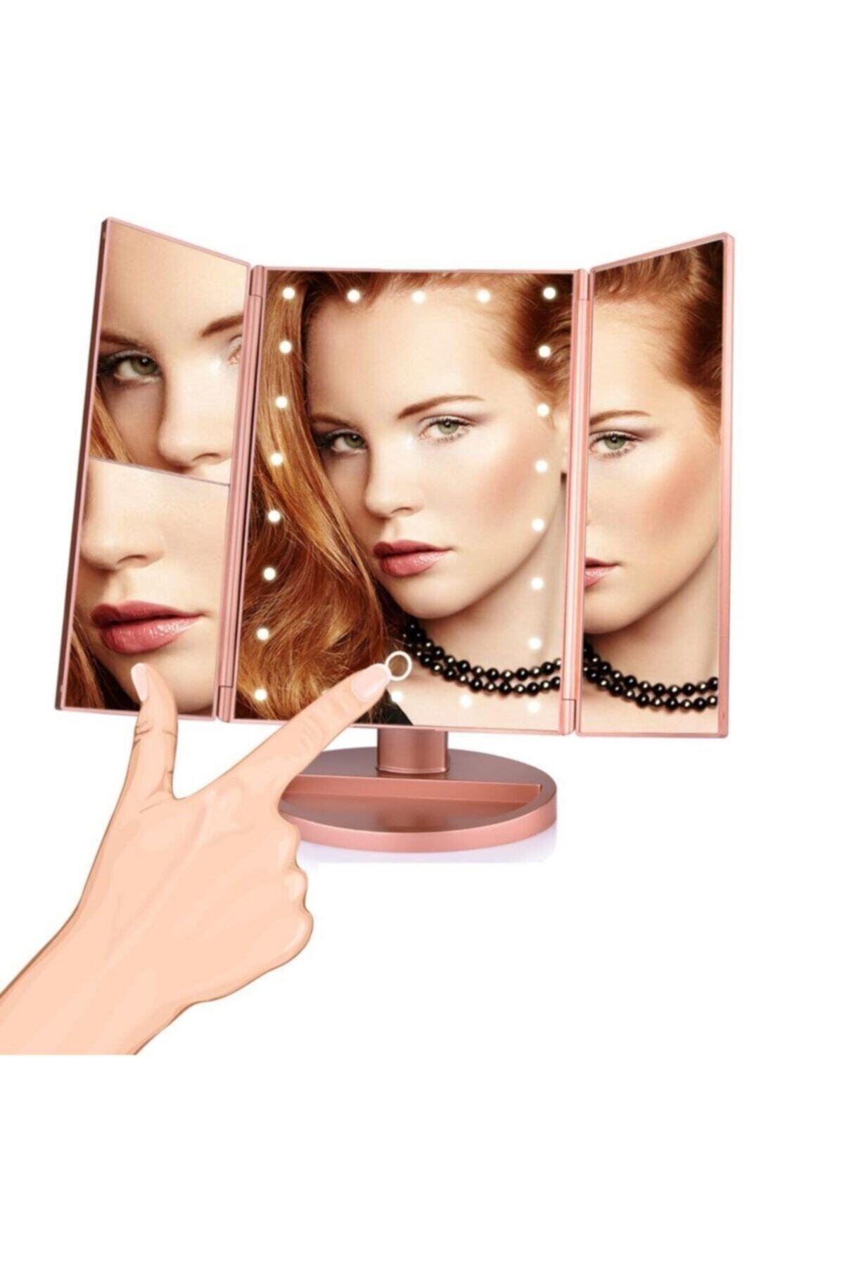 DecoTown 180 Derece Ayarlanabilir Led Dokunmatik Ekran Kapaklı Makyaj Masası Aynası Modeli
