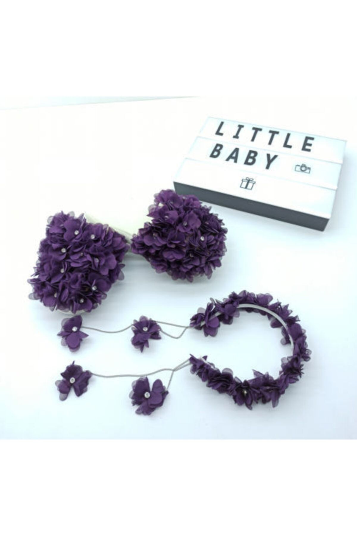 Little Baby Mor Lohusa Taç ve Terlik Seti