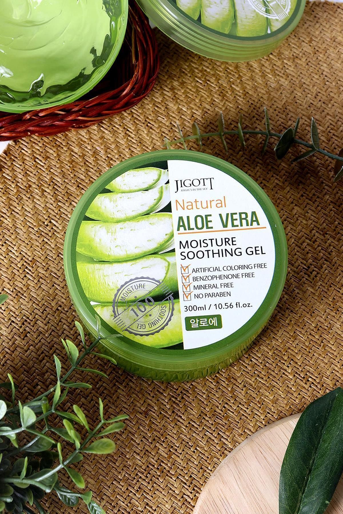 Jigott Natural Aloe Vera Moisture Soothing Gel Yoğun Nemlendirici Yatıştırıcı Bakım Jeli Büyük Boy