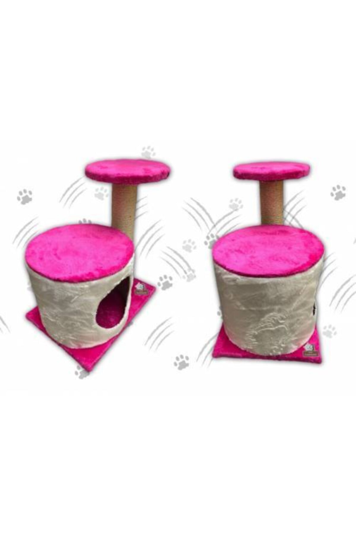 hitteknoloji Silindir Yuvalı, Tek Kalın Borulu Kedi Tırmalama Platformu Ve Kedi Evi Pembe **yüksek Kalite**