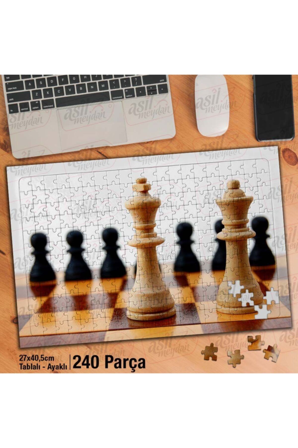 Asilmeydan Asil Hobi Santraç - Piyon - Vezir - Şah Mat - Oyun Yapboz - Ayak Destekli Çerçeveli 240 Parça Puzzle