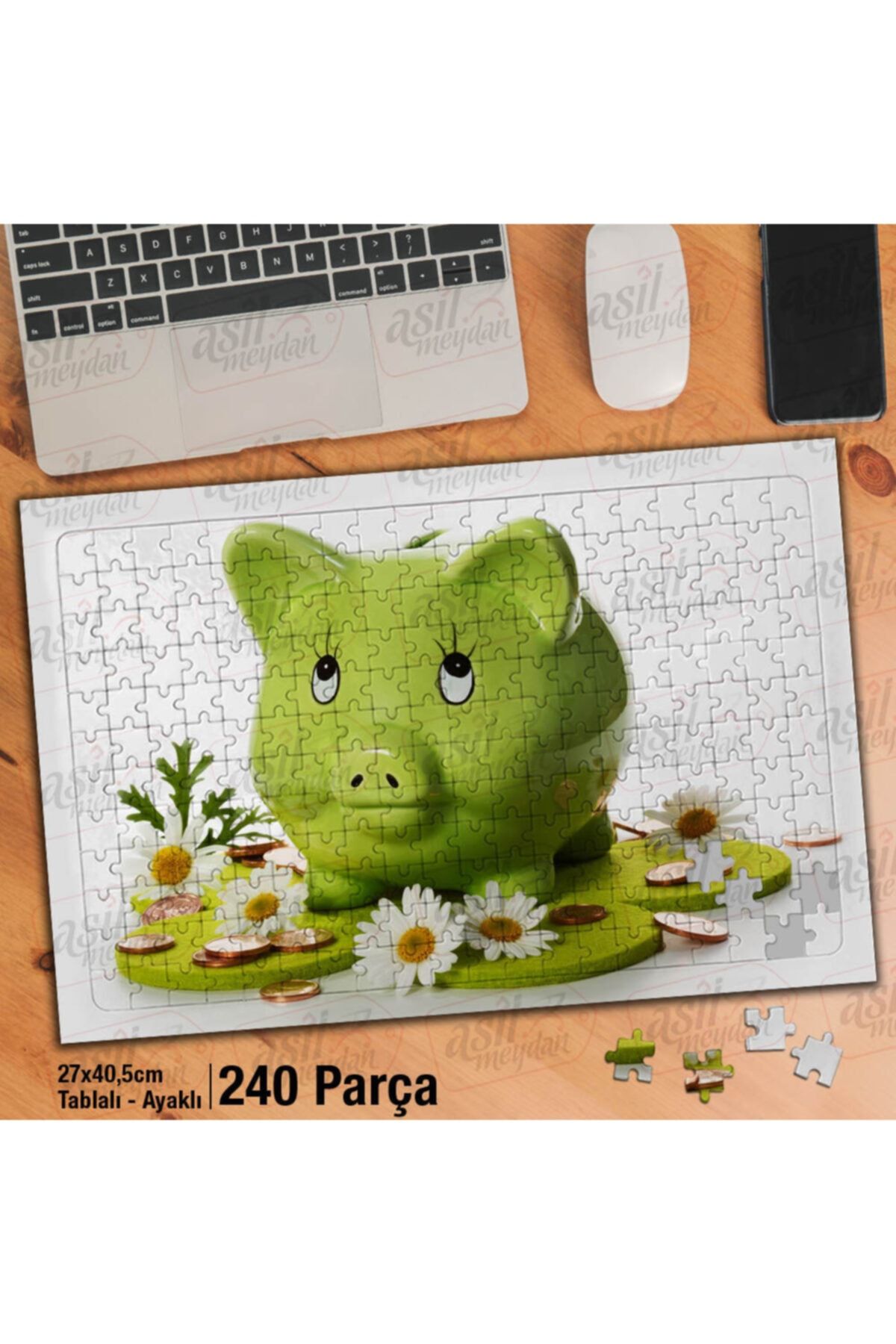 Asilmeydan Asil Hobi Madeni Para - Papatyalar -domuz Kumpara Yapboz -ayak Destekli Çerçeveli 240 Parça Puzzle