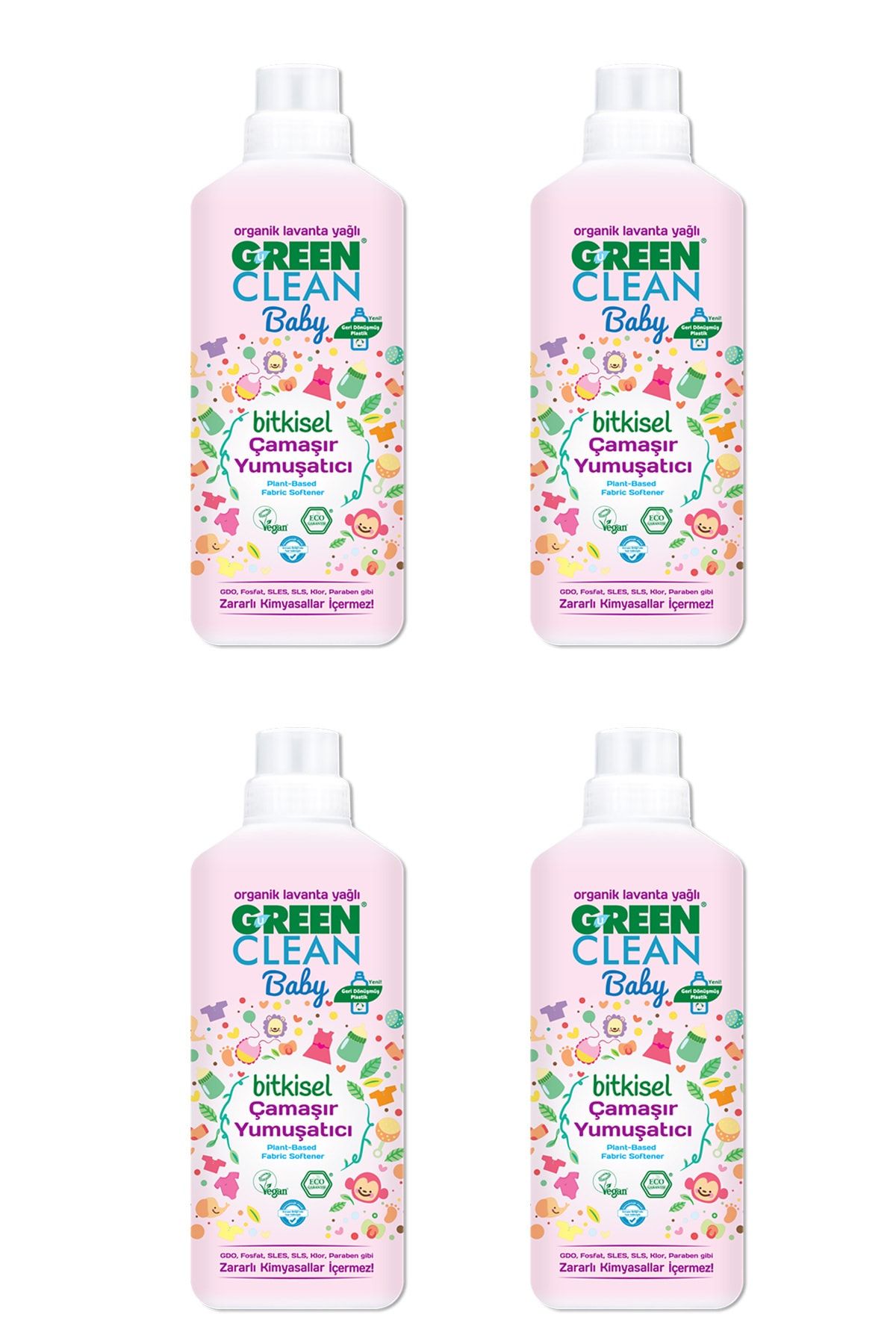 Green Clean Organik Lavanta Yağlı Baby Bitkisel Yumuşatıcı 1000 ml 4'lü