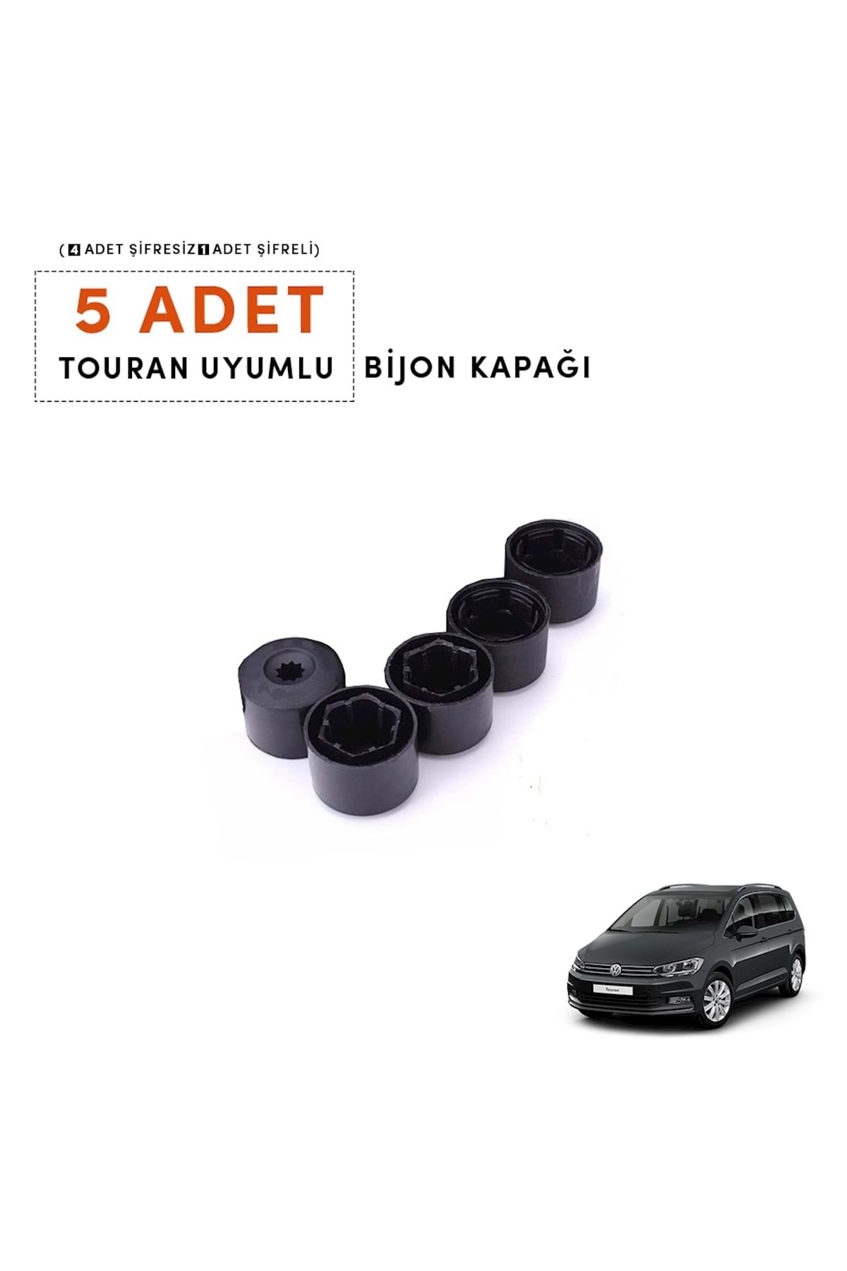 OEM Touran 2006-2018 Bijon Kapağı (5 Adet) (4 Şifresiz 1 Şifreli) 1k0601173
