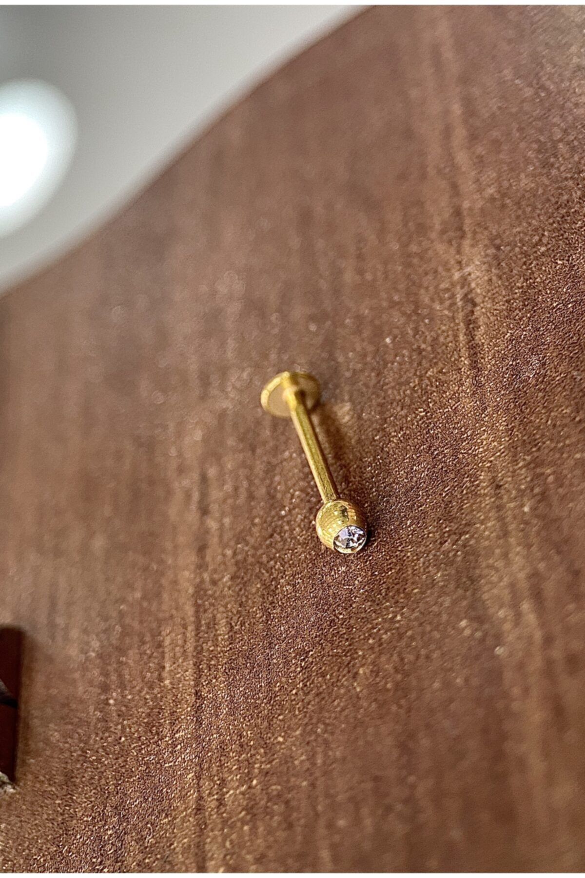 ELS SİLVER Cerrahi Çelik Tektaş Gold Piercing
