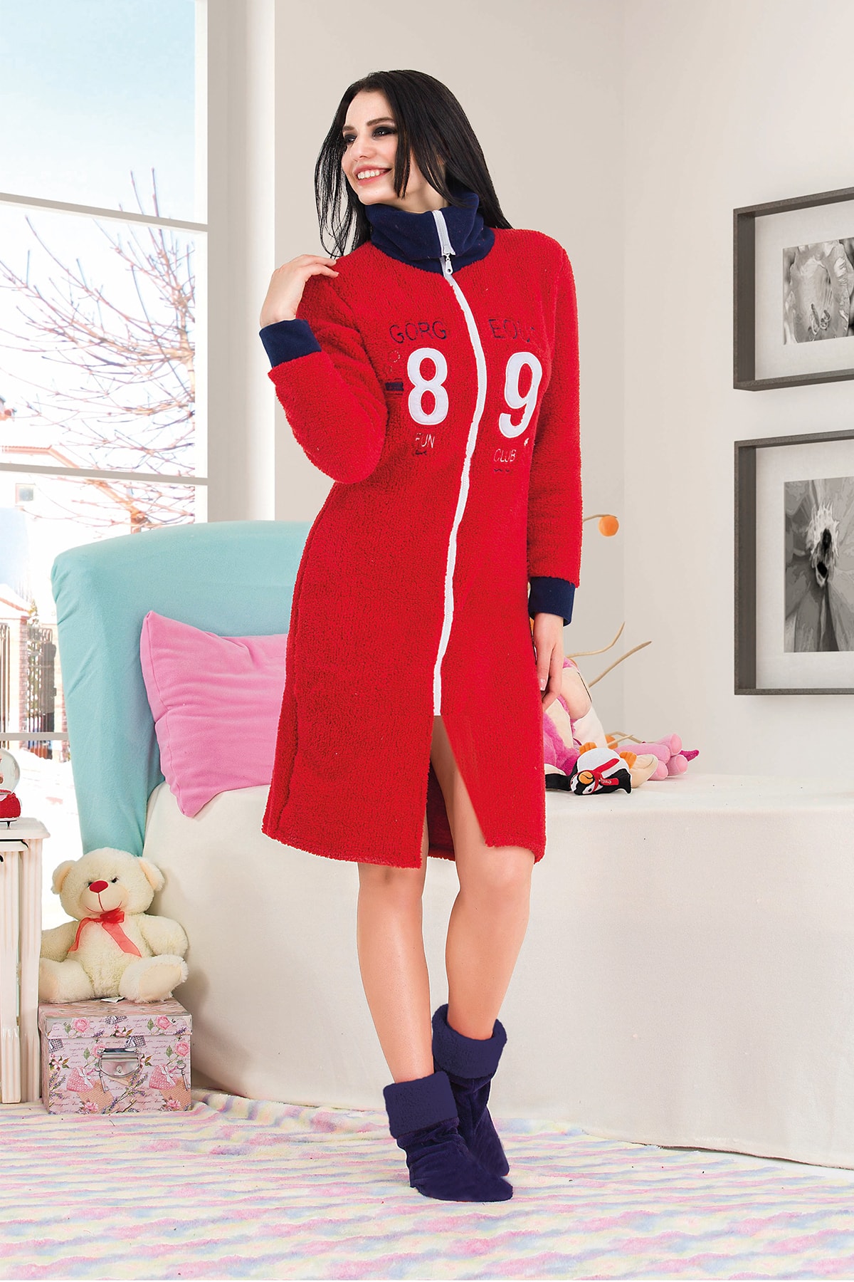 Penyelux 89 Fun Club Patikli Welsoft Kadın Sabahlık Takımı