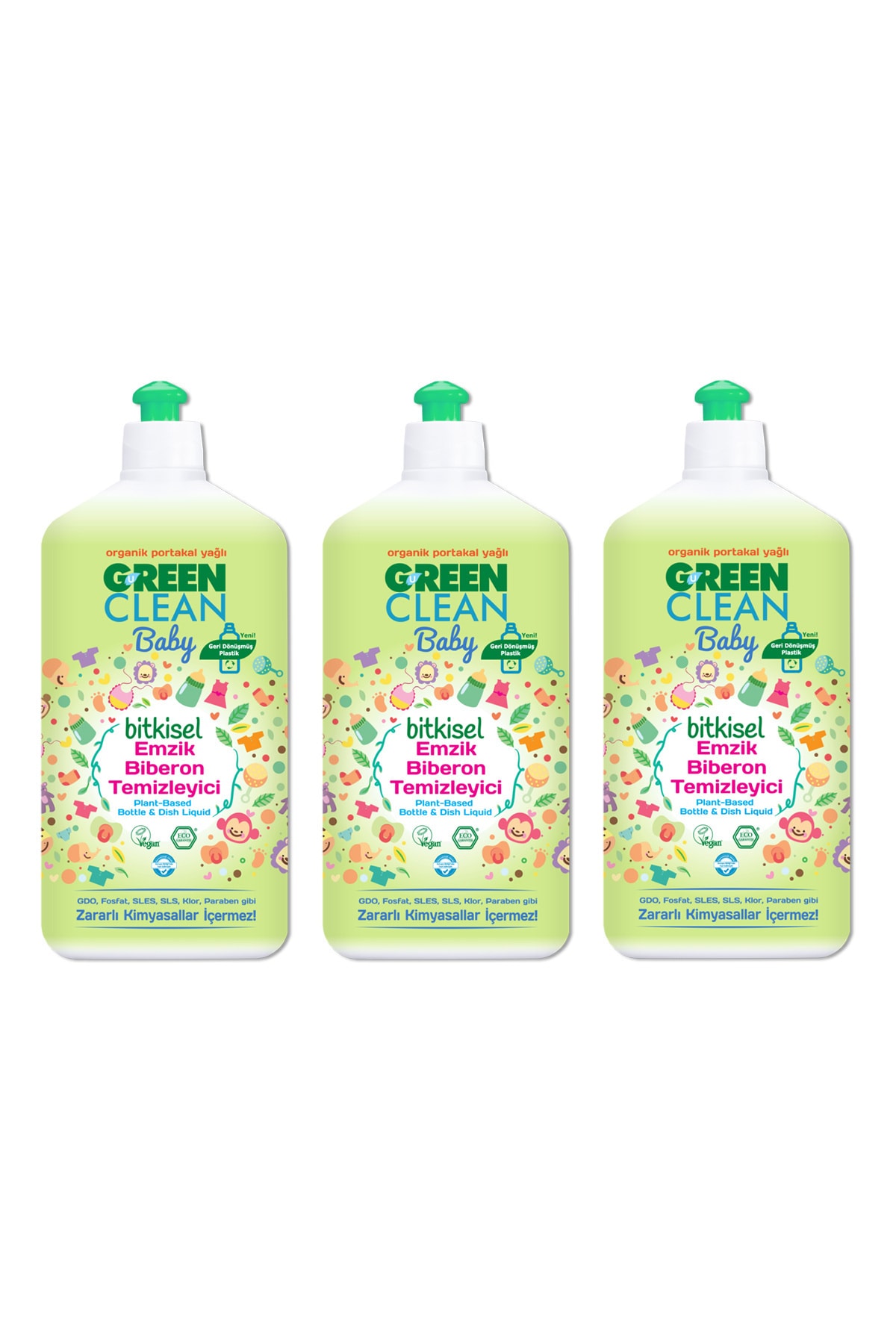 Green Clean Baby Organik Portakal Yağlı Bitkisel Emzik Biberon Temizleyici 500ml 3'lü