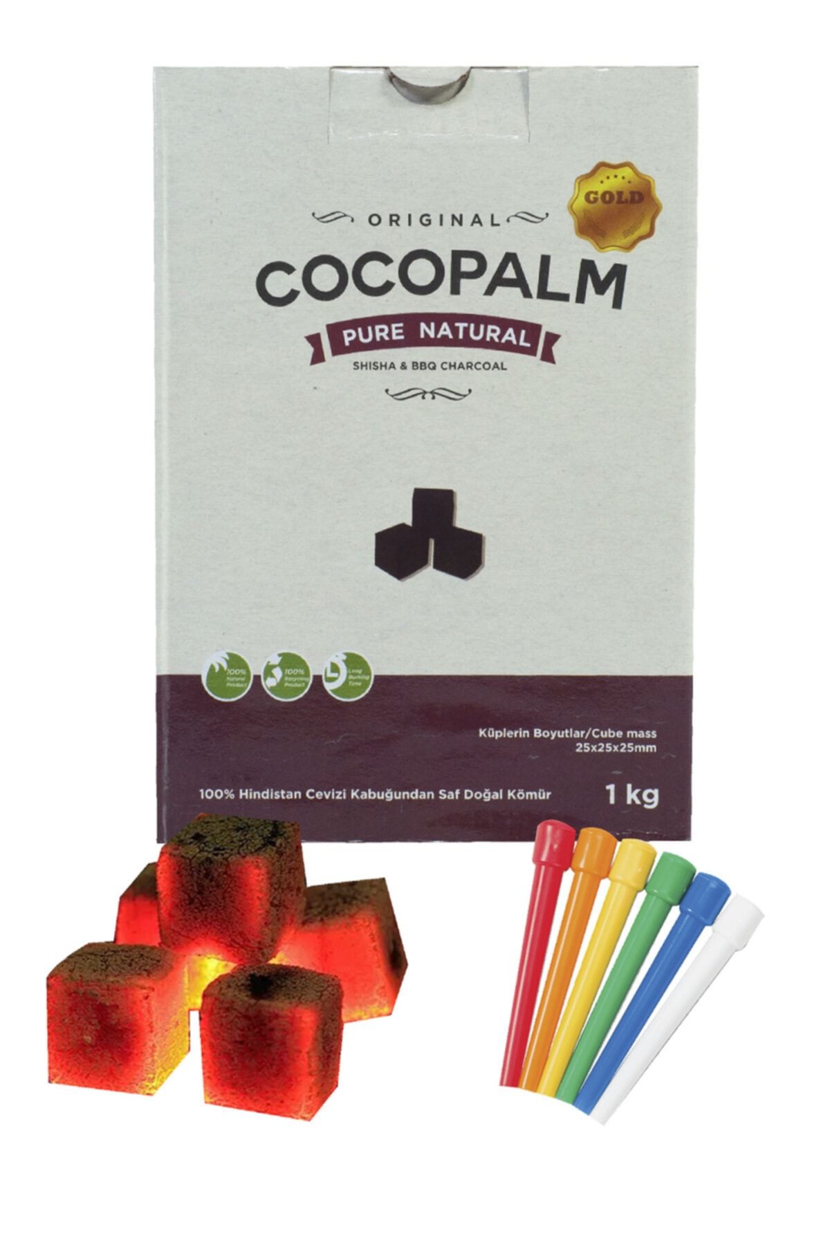 Plus Hindistan Cevizi Küp Nargile Kömürü Cocopalm 1kg 50 Li Sipsi