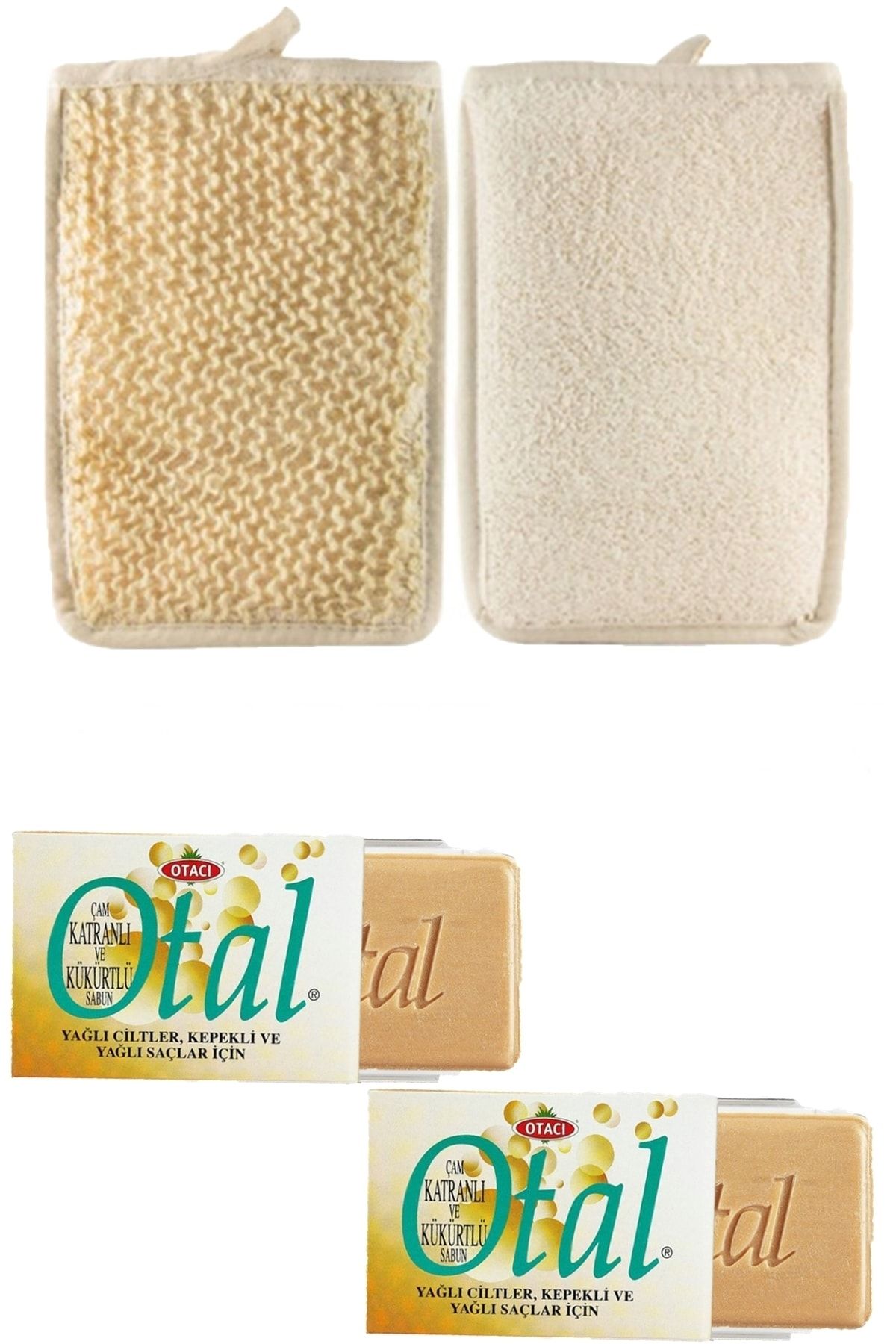 Otacı Sisal Havlu Eldiven + 2 Adet Kükürtlü Sabun Set