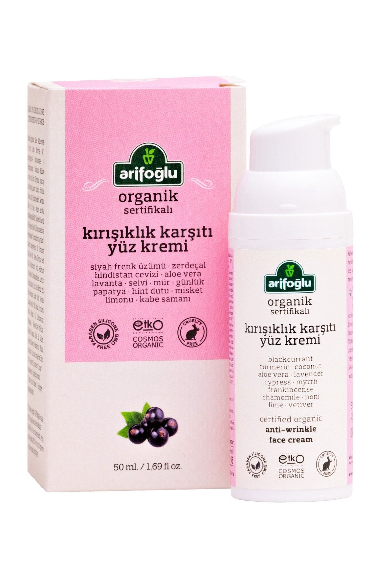 Arifoğlu ORGANİK KIRIŞIKLIK KARŞITI YÜZ KREMİ 50 ML ( Kolajen desteği)