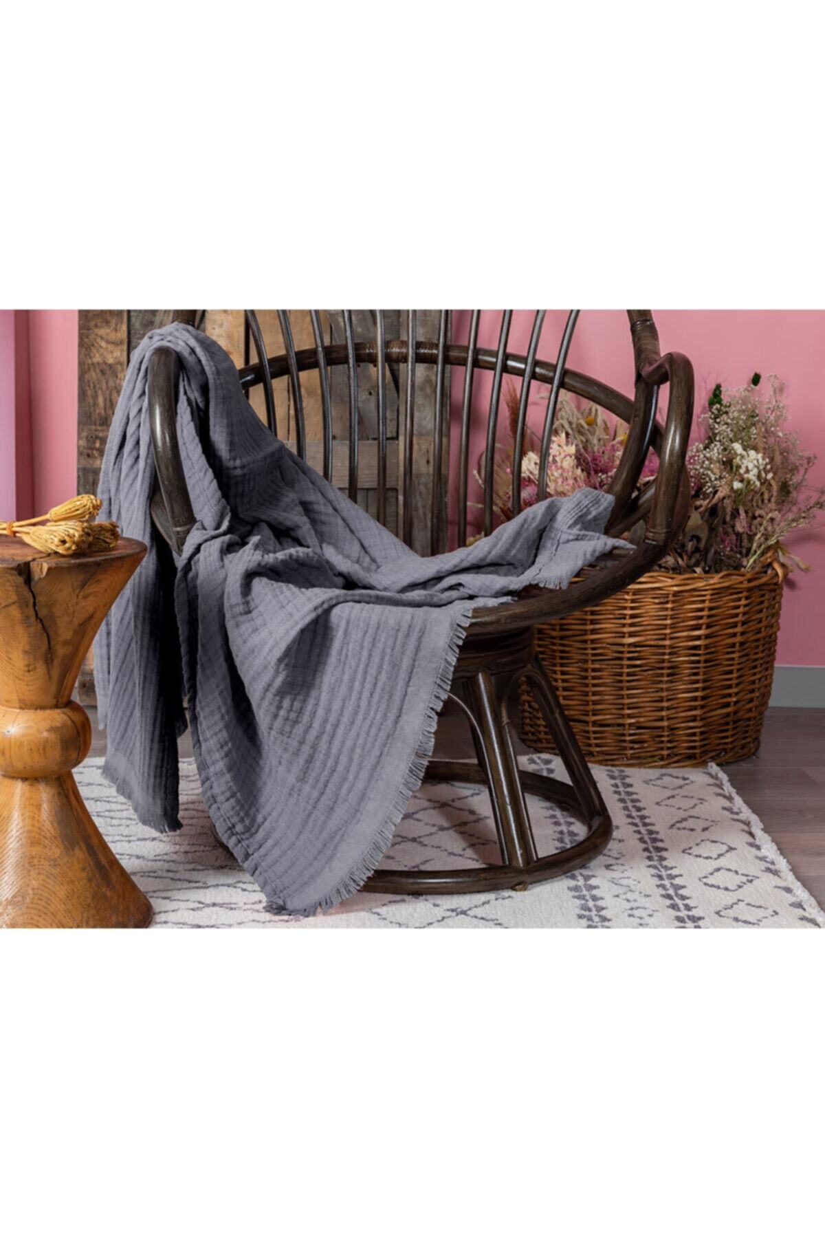 english home pure folk muslin koltuk sali 120x160 cm gri fiyati yorumlari trendyol