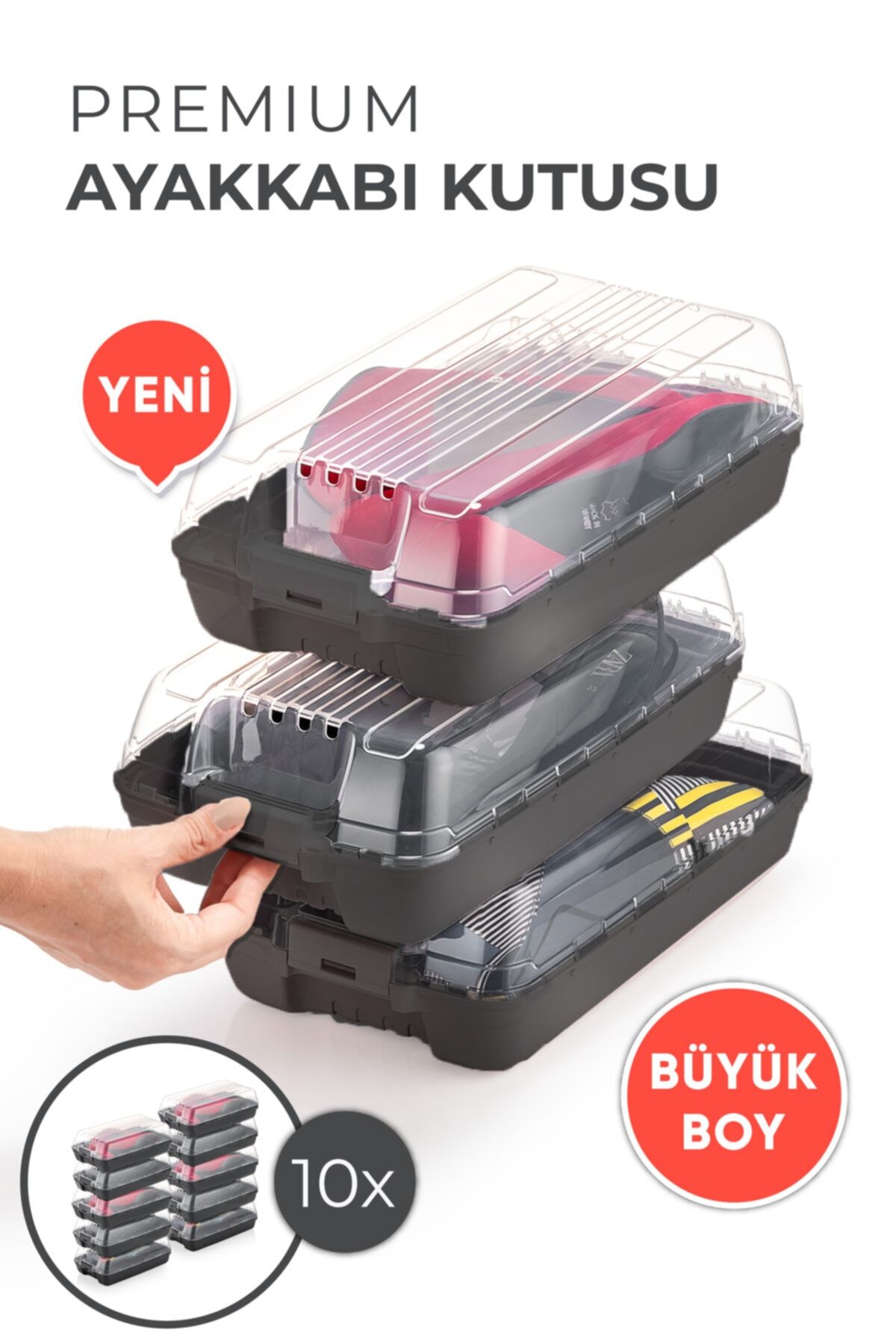 PDHome Kilitli Erkek Ayakkabı Kutusu 10'lu