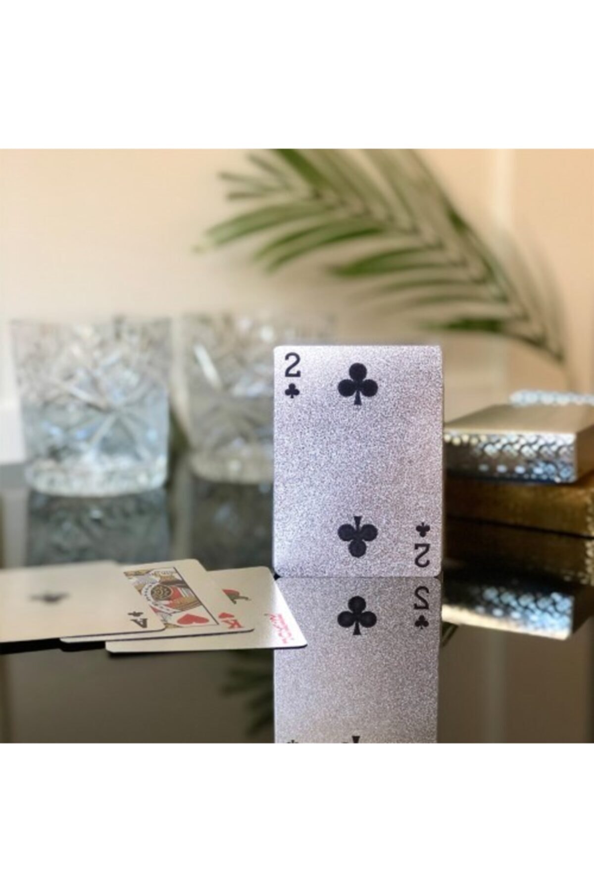 Techno phone Gümüş Varak Renk Kaplama Iskambil Oyun Kartı Tek Deste