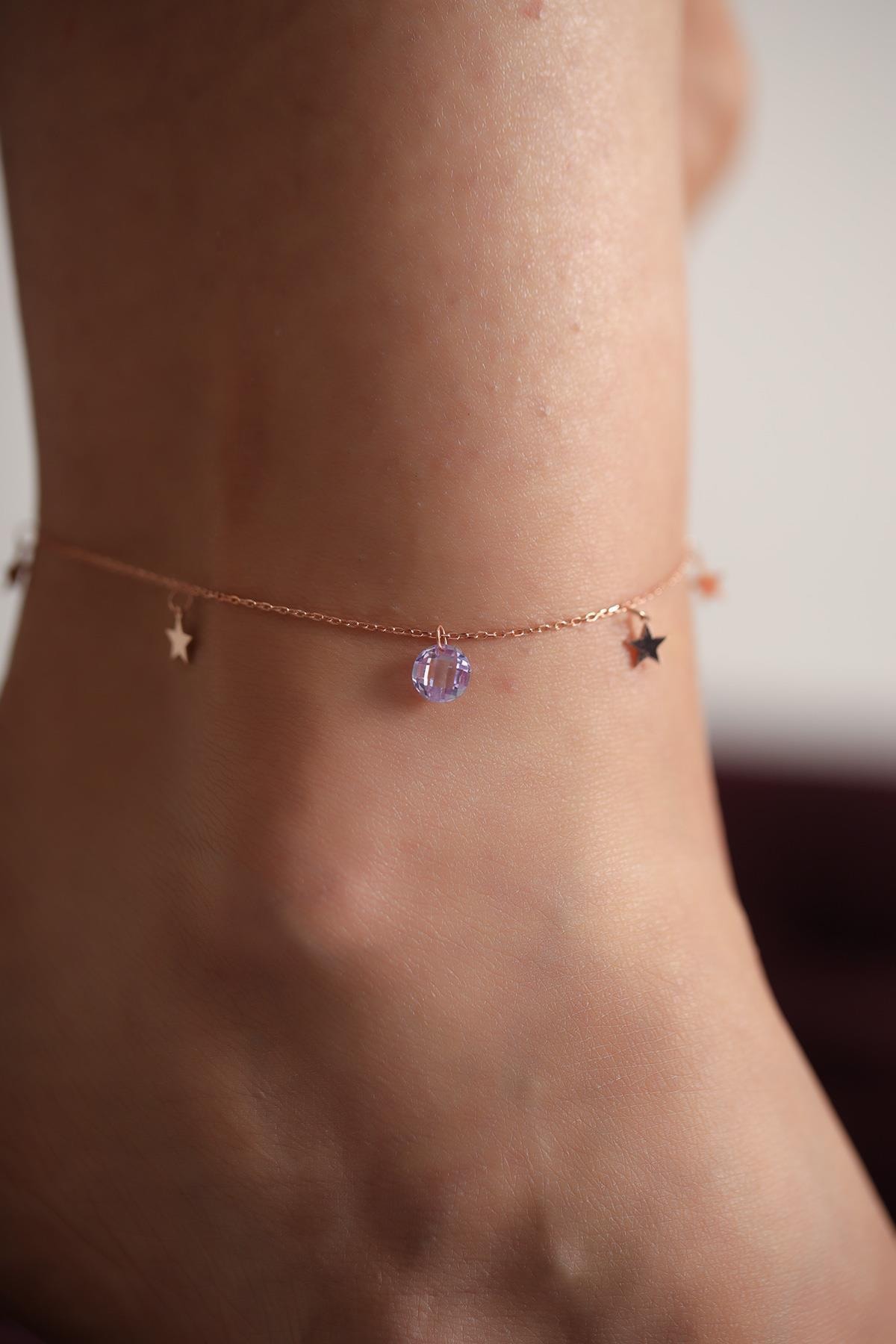 İzla Design Kadın Yıldız Model Rose Kaplama Gümüş İtalyan Halhal