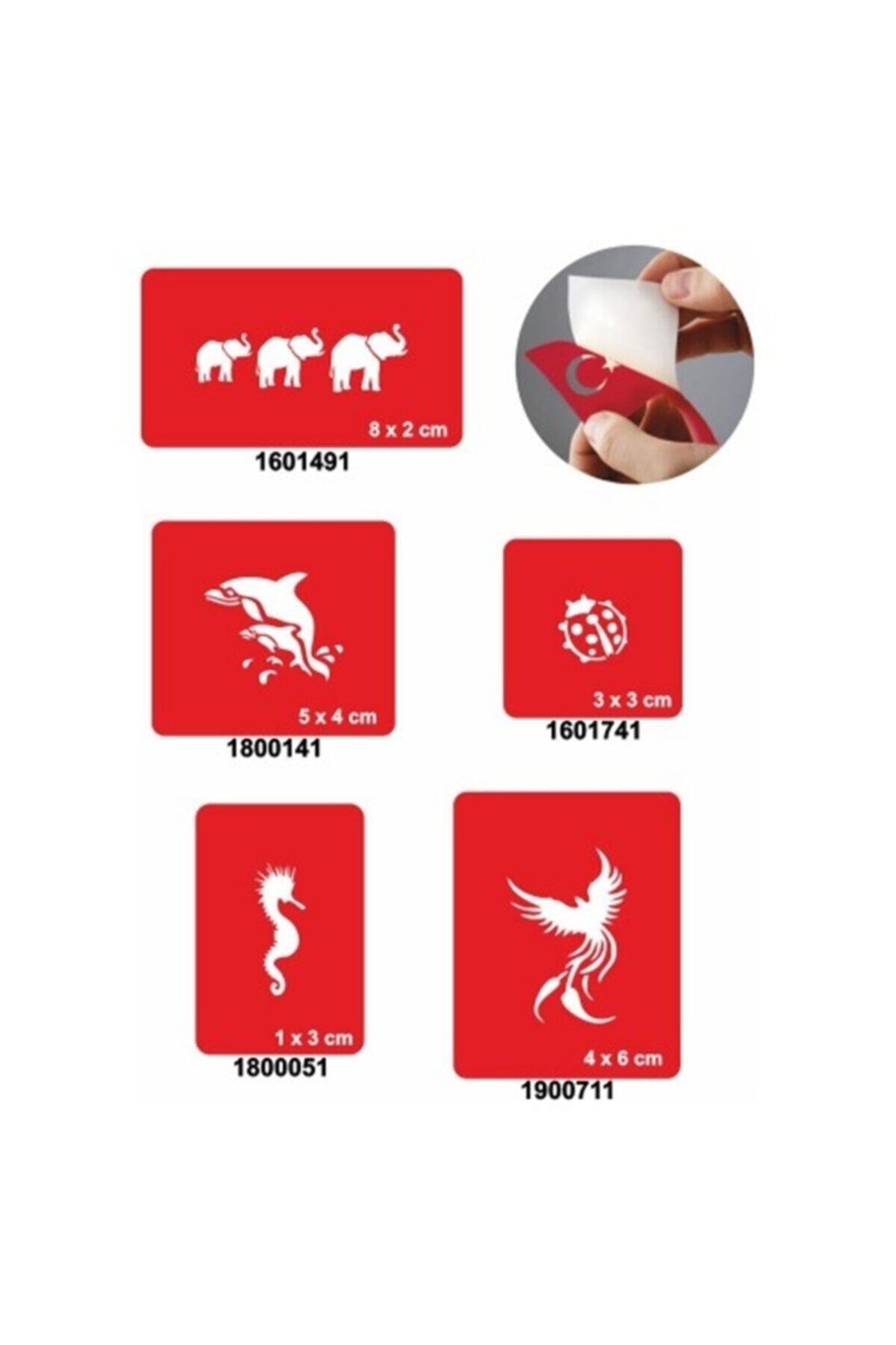 alsepeteavm Hayvan Motifleri 5 Adet Kına Dövme Kalıbı