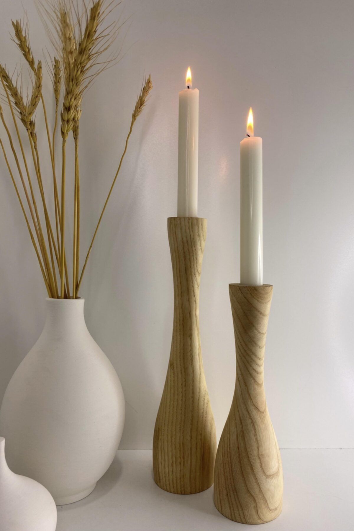 Basic Decor Nature Ahşap Şamdan & Mumluk - 2'li