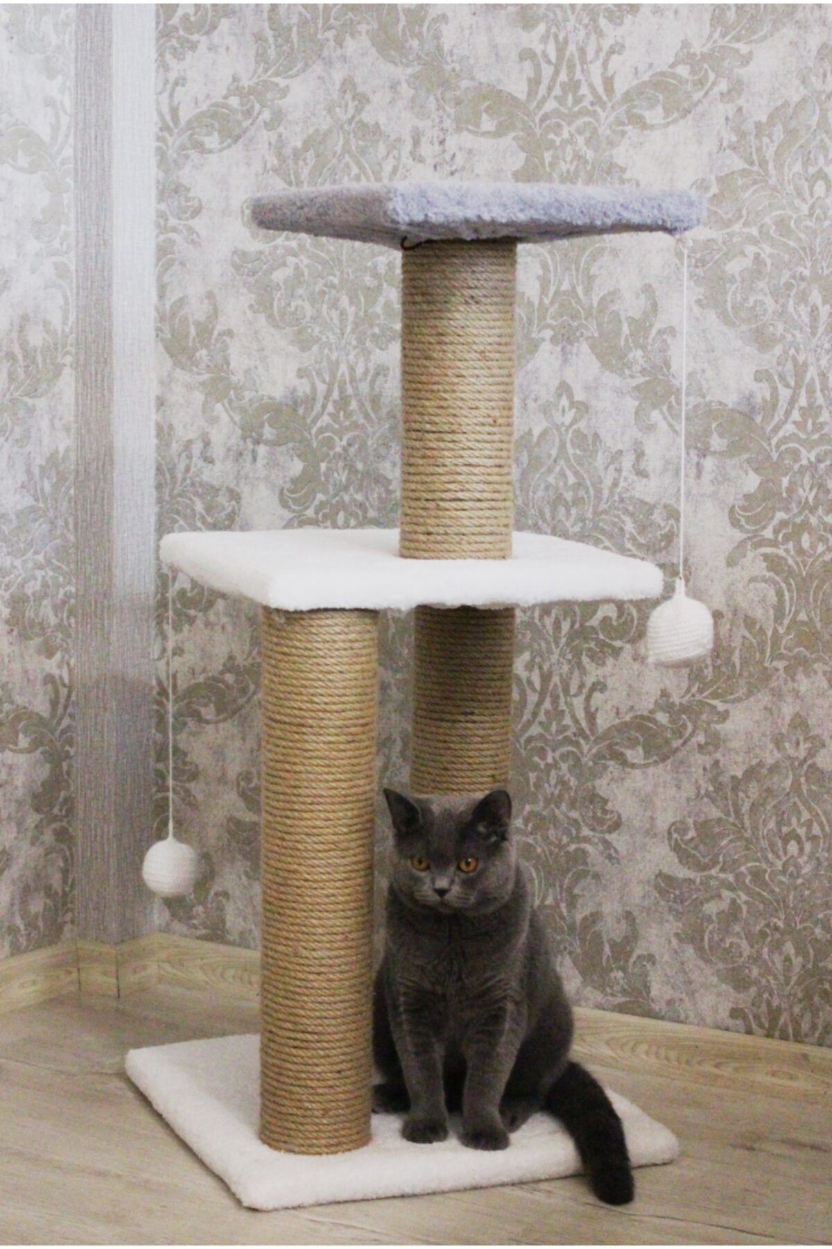 hommdecoo Kedi Tırmalama 3 Katlı Oyun Platformu
