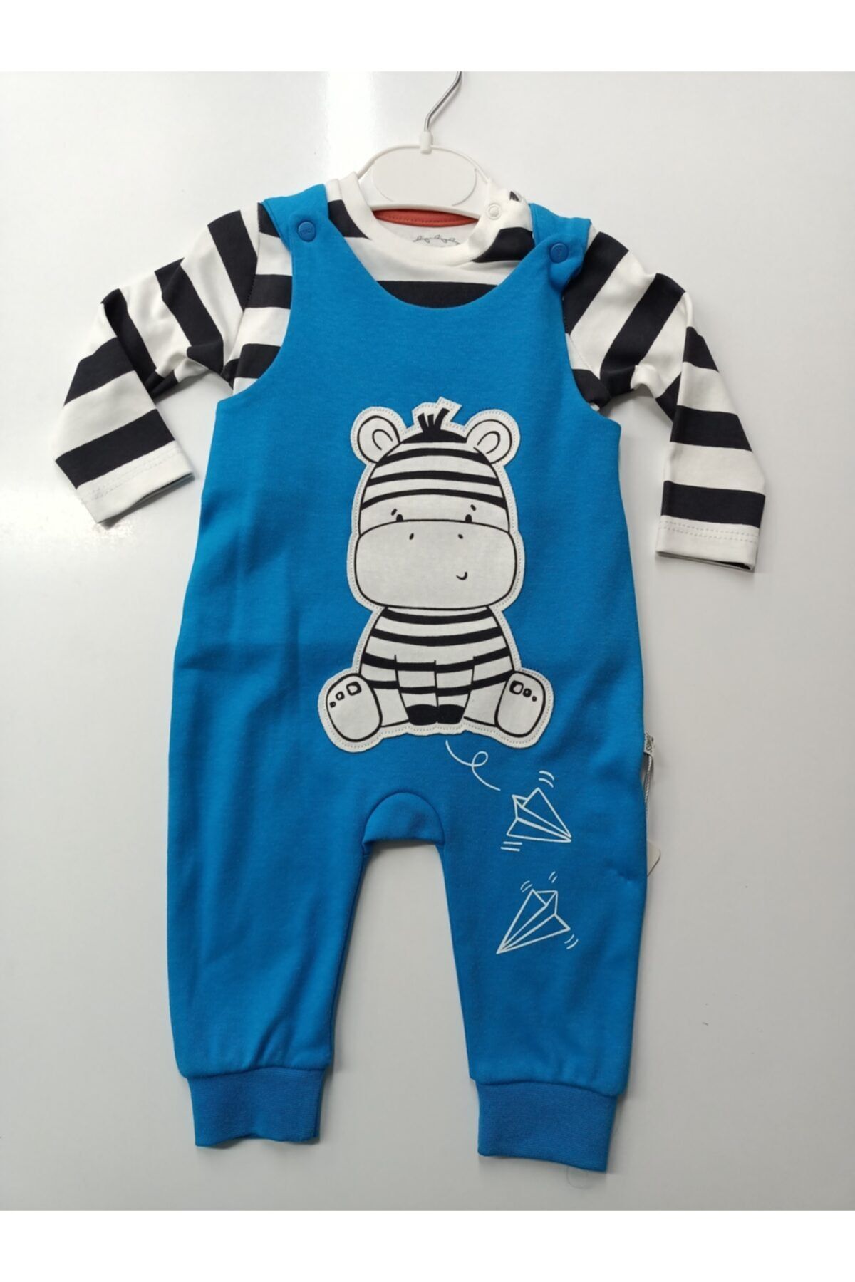 HAYAT KIDS Mavi Zebra Salopet Tulum Takımı