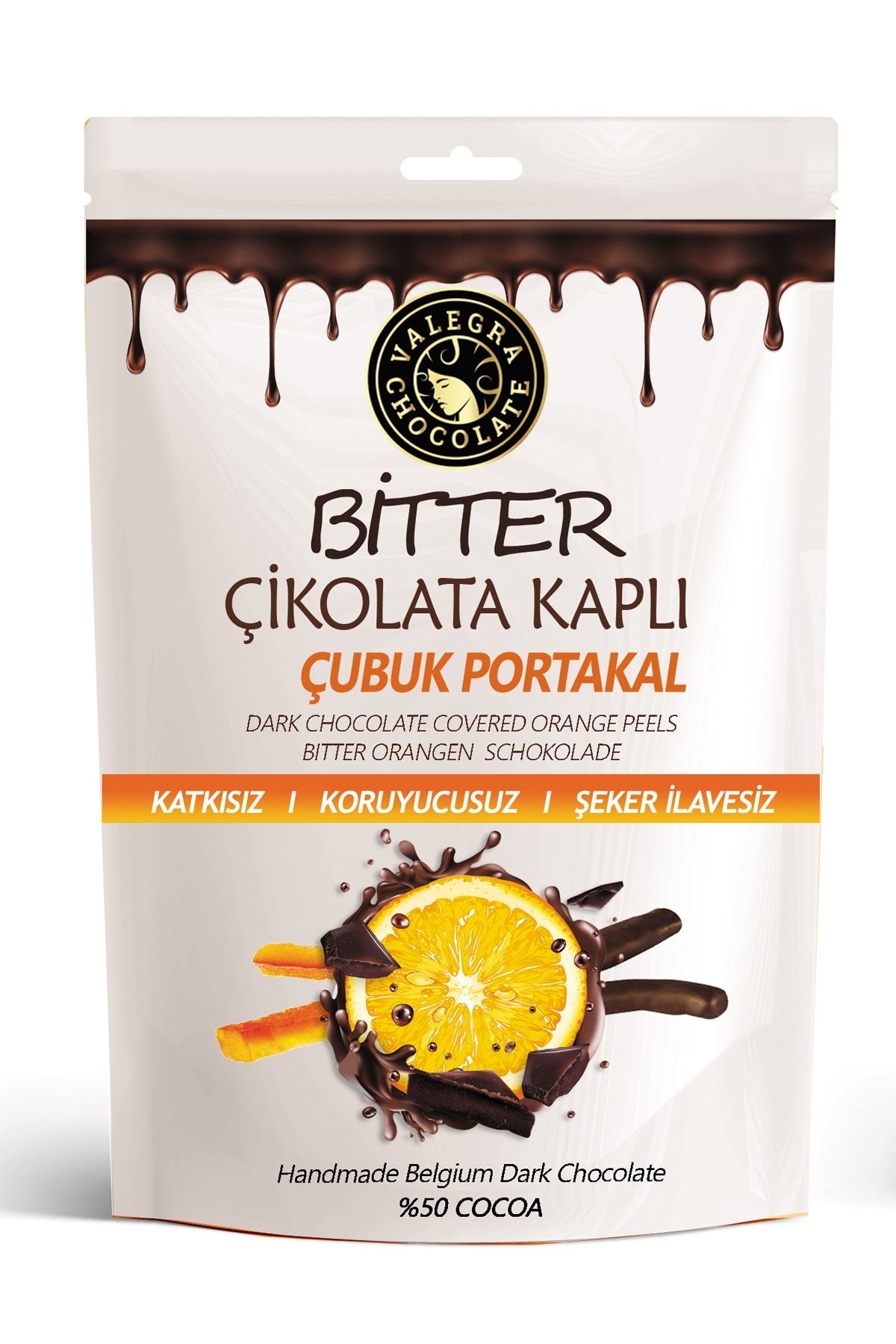 valegra chocolate Bitter Çikolata Kaplı Çubuk Portakal 12 Li Paket 12x80 gr