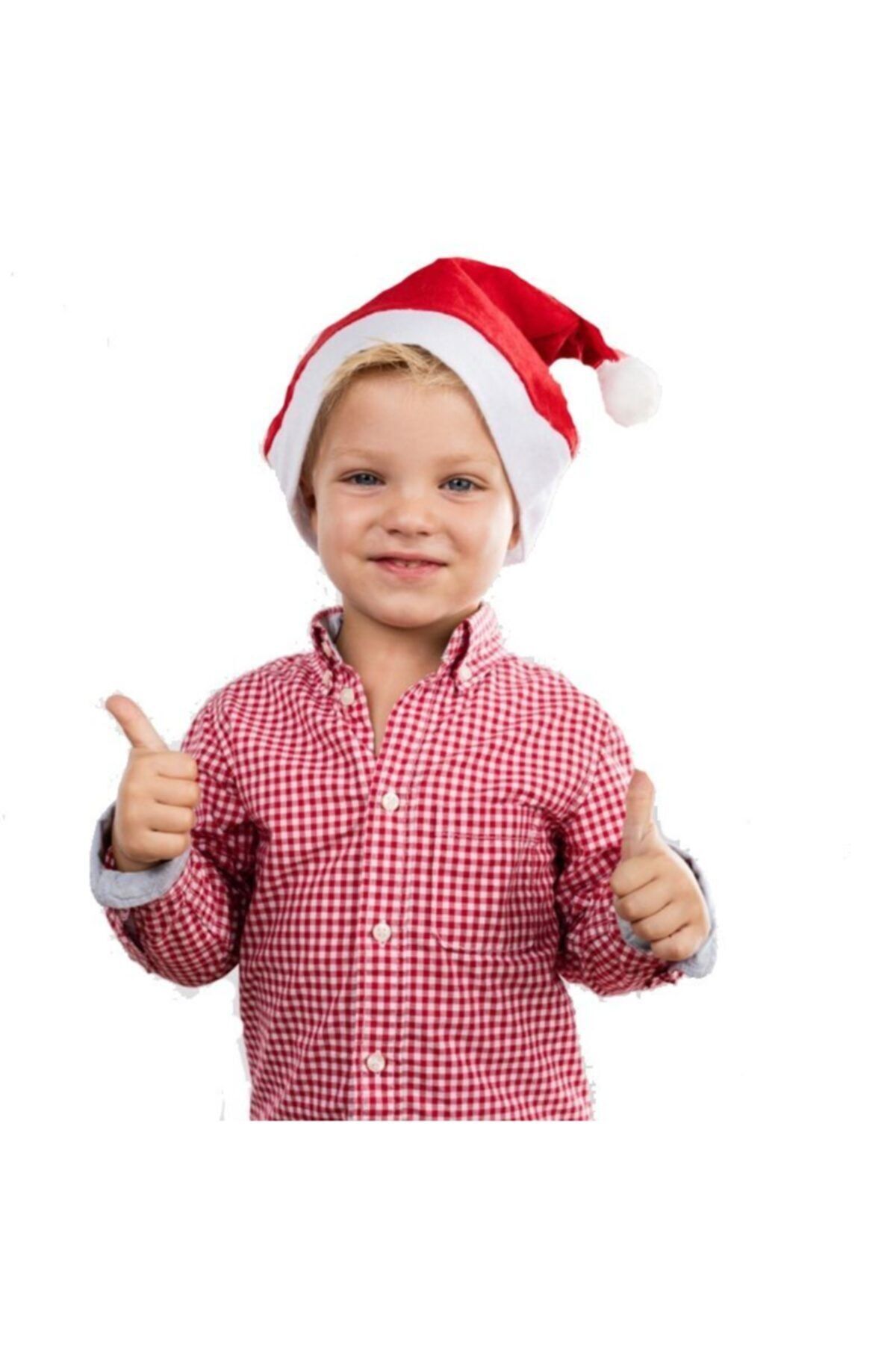 partidolu Çocuk Polar Noel Baba Yılbaşı Şapkası Kırmızı Beyaz Renk