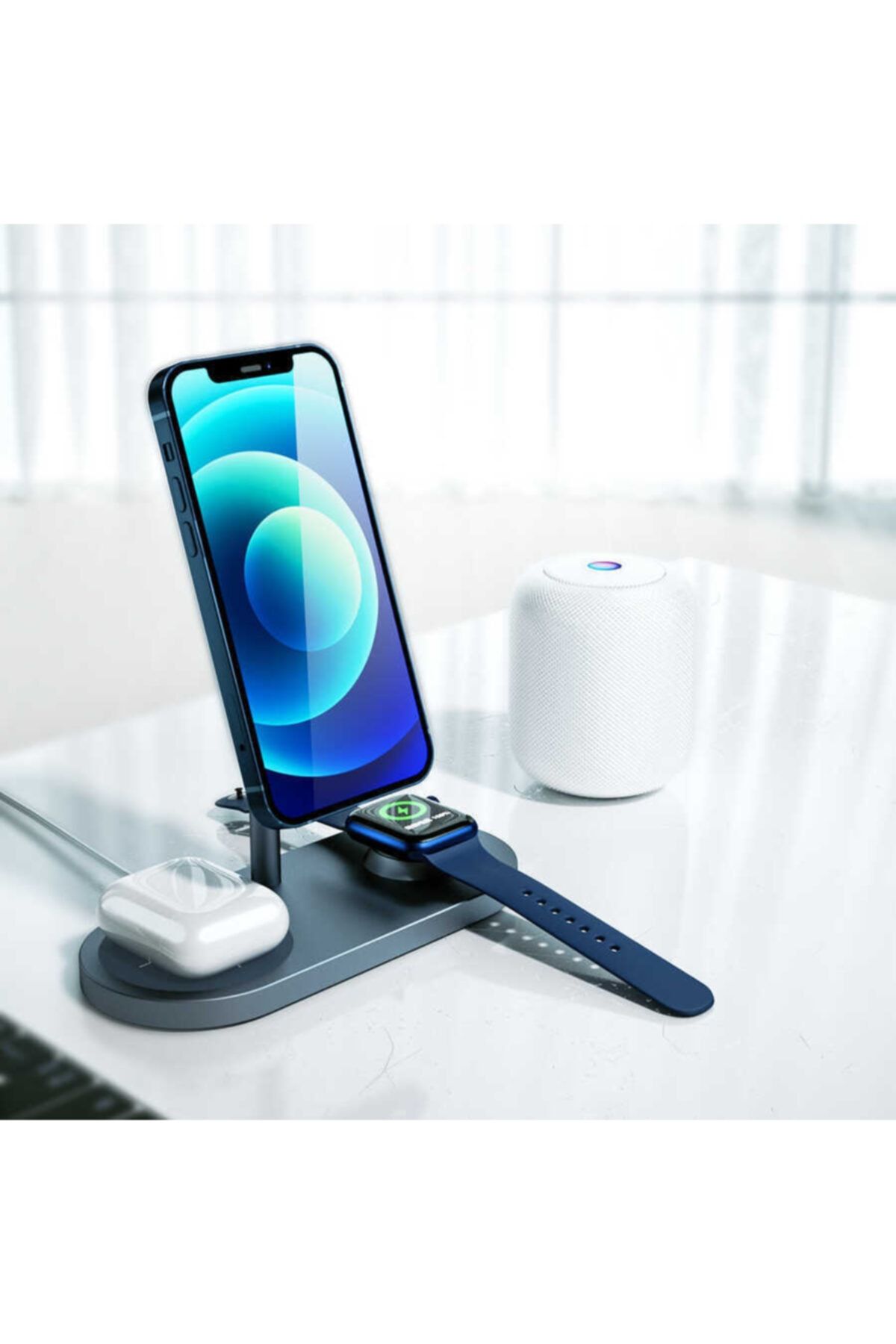 CoverStation Iphone 12 Pro Max Wiwu 3 In 1 Charge Stand Magesafe Standı & Airpods Ve Watch Kablosuz Şarj Alanı