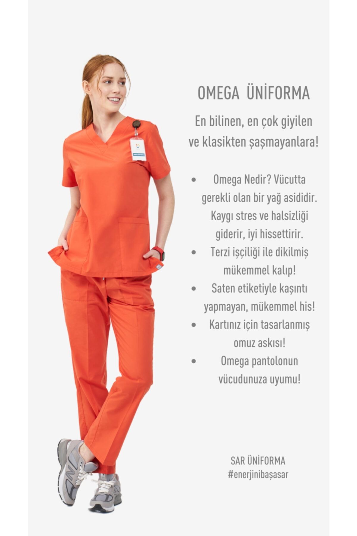 SAR TEKSTİL Omega Kadın Nar Çiçeği Medikal Üniforma Takım-doktor Hemşire Forması