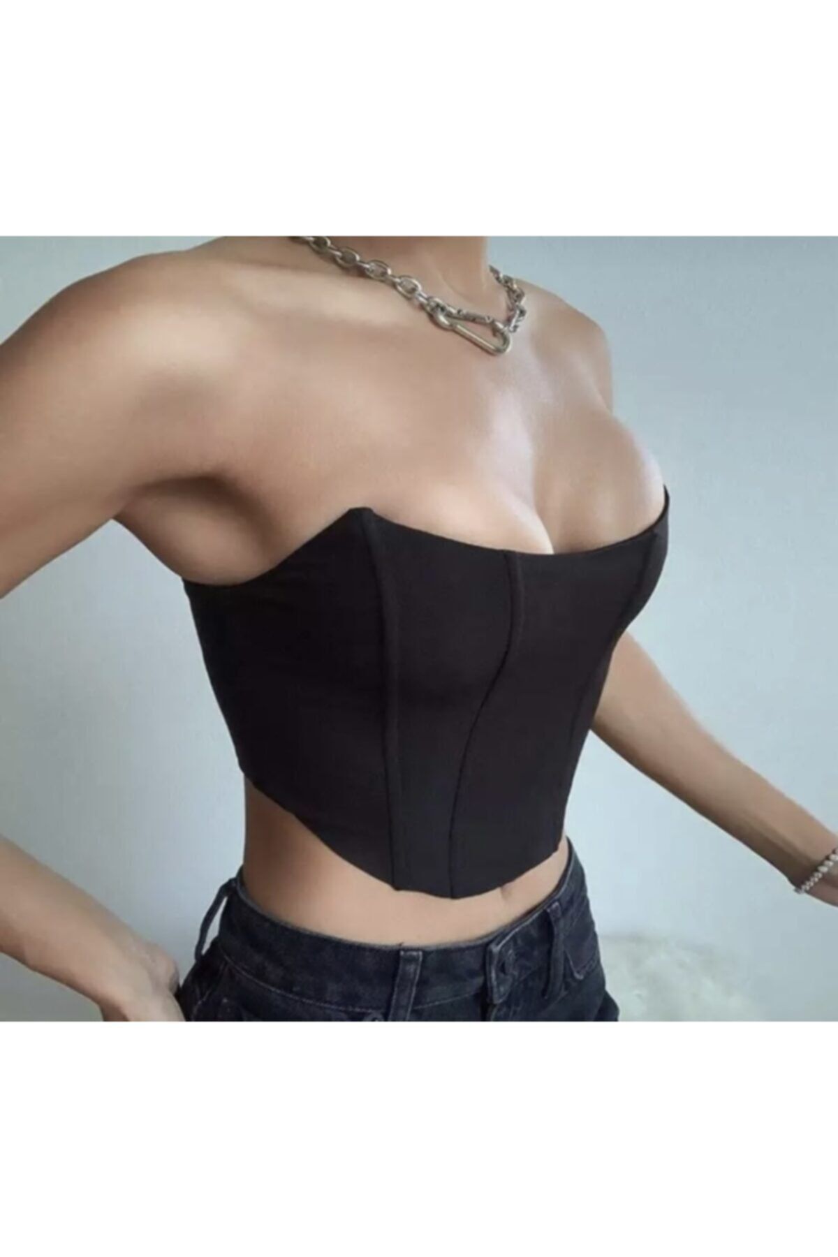 DarkellaStore Gotik, Vintage, Victorian Siyah Saten Korse Büstiyer