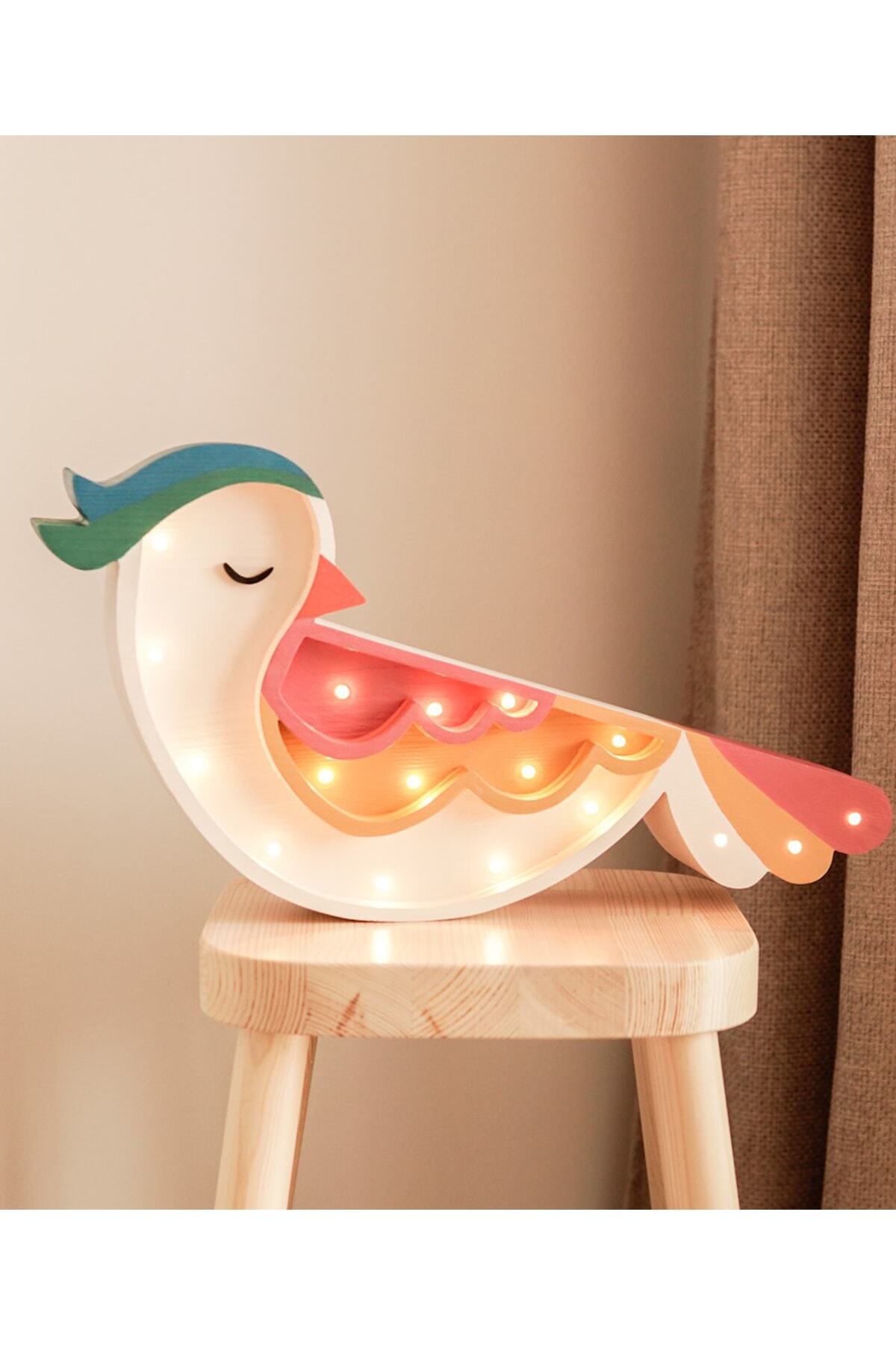 trendkonsept Çocuk Odası Aydınlatma, Gece Lambası, Kuş Ahşap (mdf) Led Gece Lambası, Bebek Odası Gece Lambası