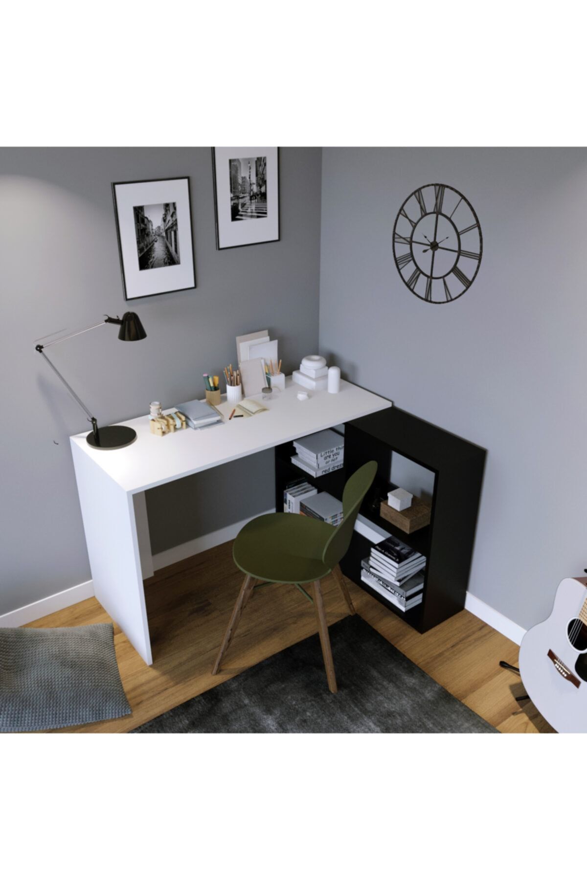Fupe Shop 120*78*50 Canfeza Köşe Çalışma Masası Siyah